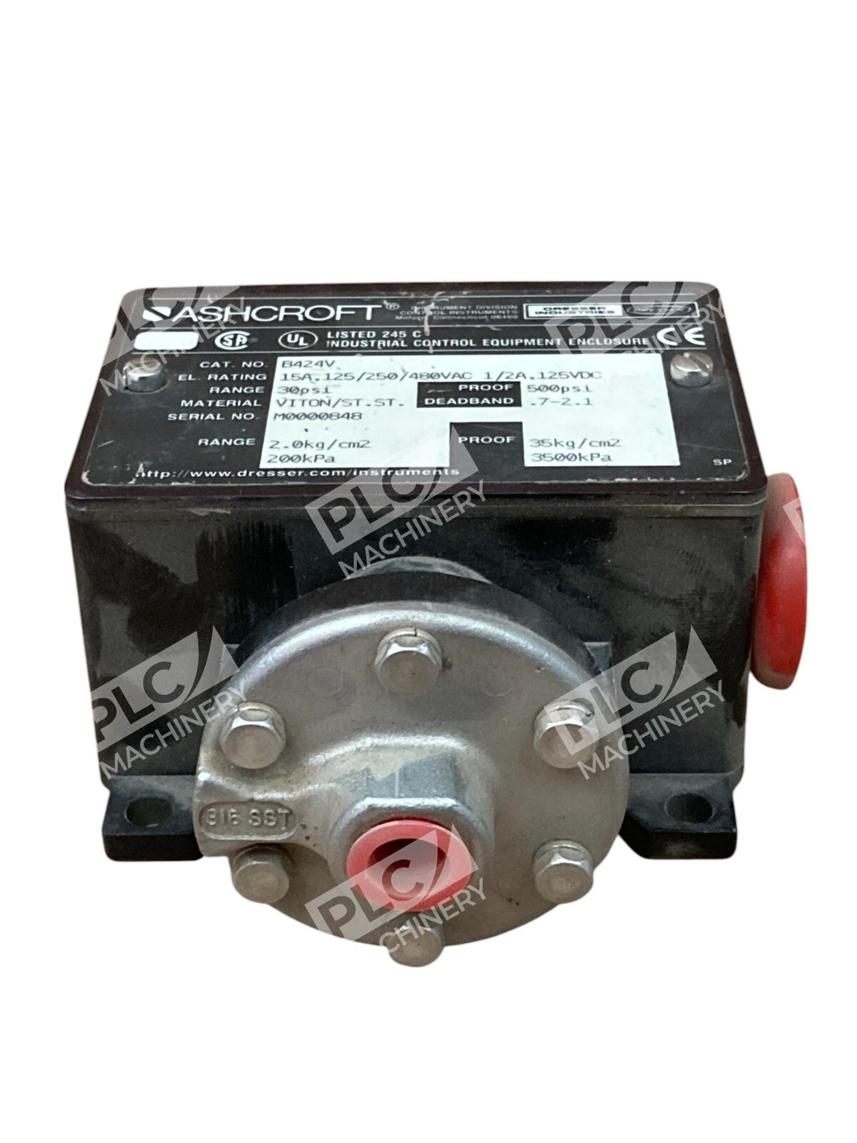 Ashcroft 0-30PSI 500PSI 15A 125/250/480VAC 1/2A 125VDC Pressure Switch B424V - Image 4