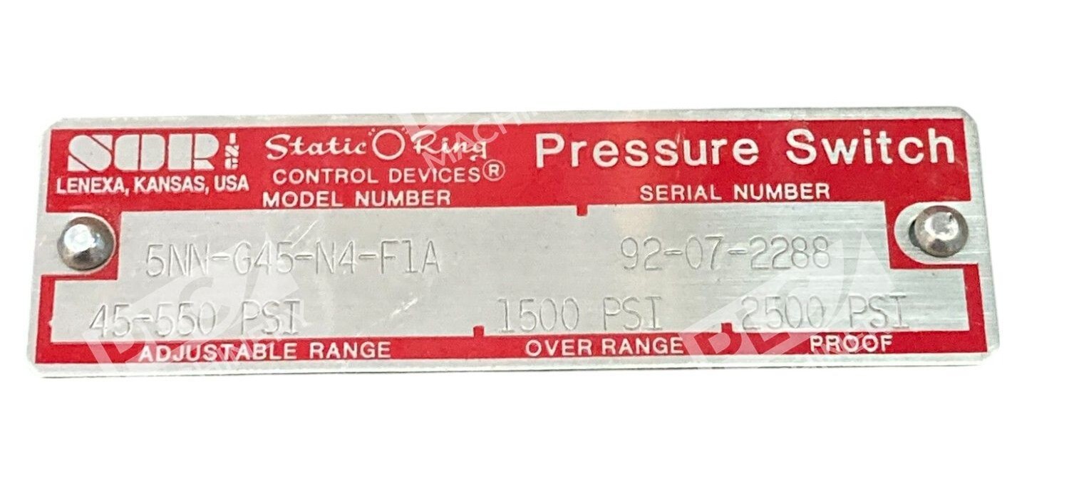 SOR Static O Ring 45-550PSI Pressure Switch 5NN-G45-N4-F1A - Image 5