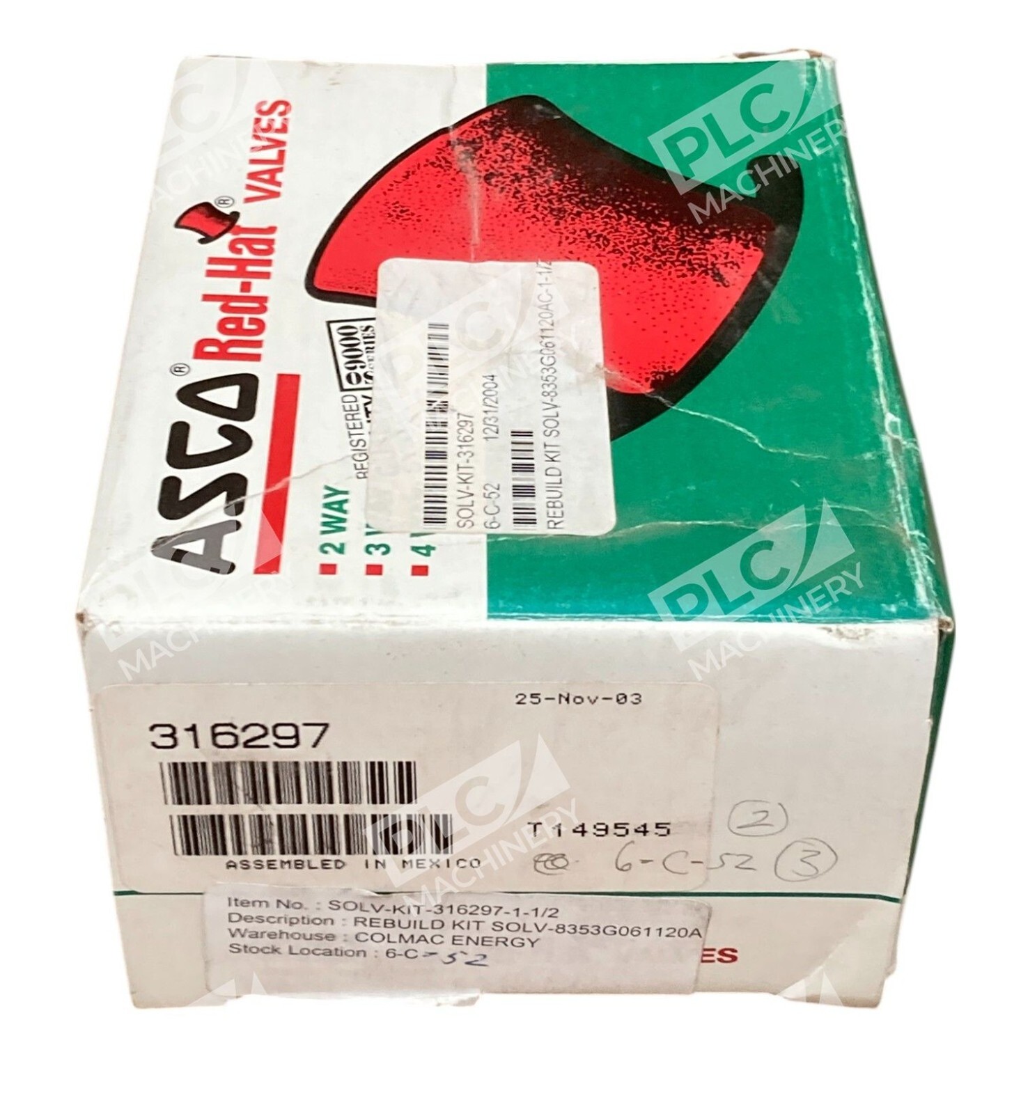 ASCO 316297 - ASCO SOLV-8353G061120A 1-1/2 Rebuild Kit 316297