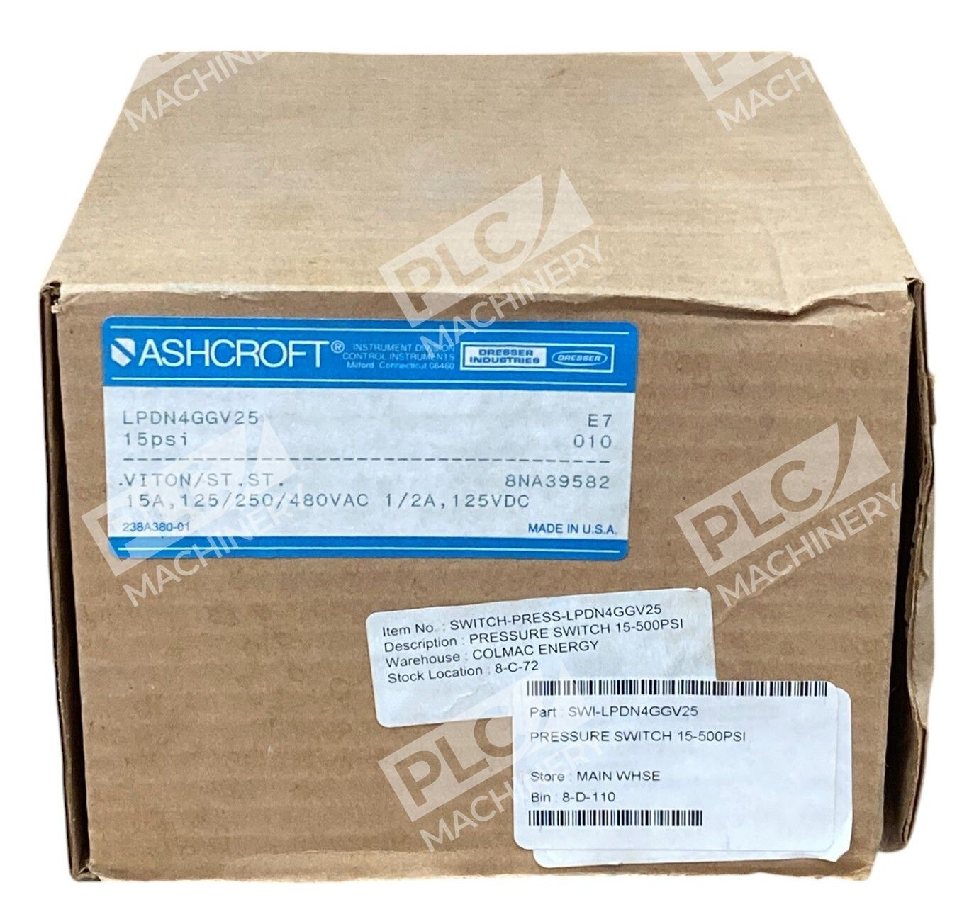 Ashcroft Dresser 15-500psi Viton 8NA39582 15A Pressure Switch LPDN4GGV25 - Image 2