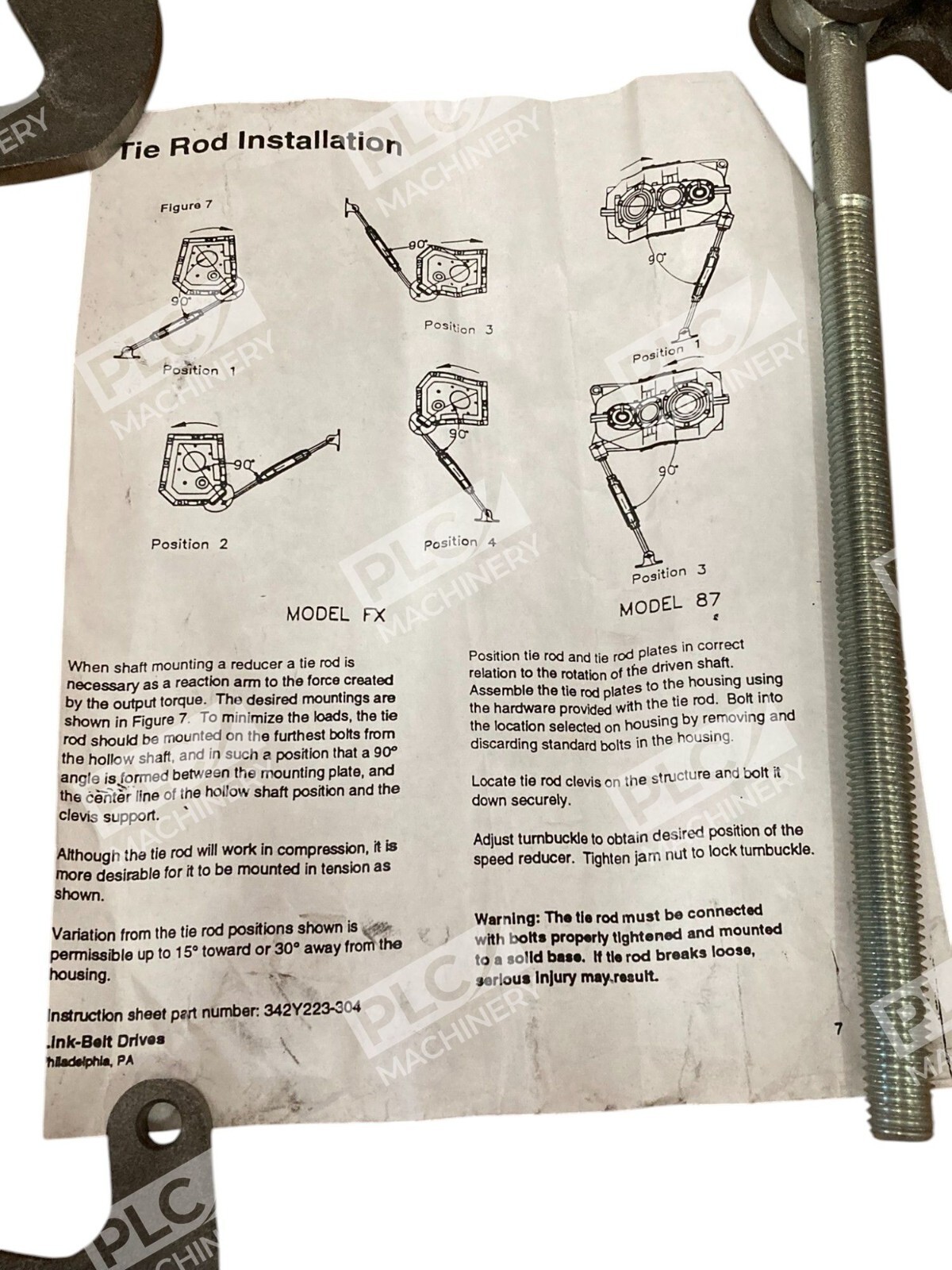 Rexnord Link-Belt Tie Rod Assembly 115FXTR - Image 7