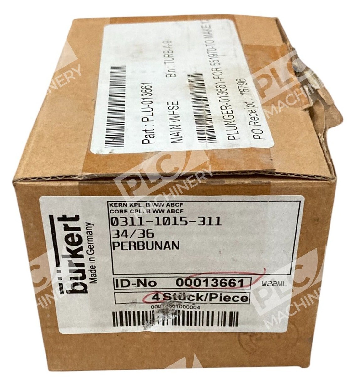 Burkert 13661 - Burkert 0311-1015-311 34/36 Perbunan Plunger 013661 (Box of
