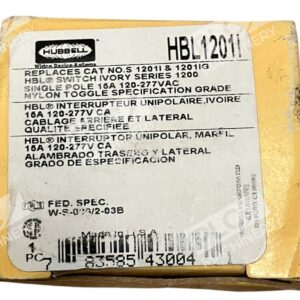Hubbell HBL1201I - Hubbell 15A 120-277VAC Ivory Series 1200 Switch HBL1201I
