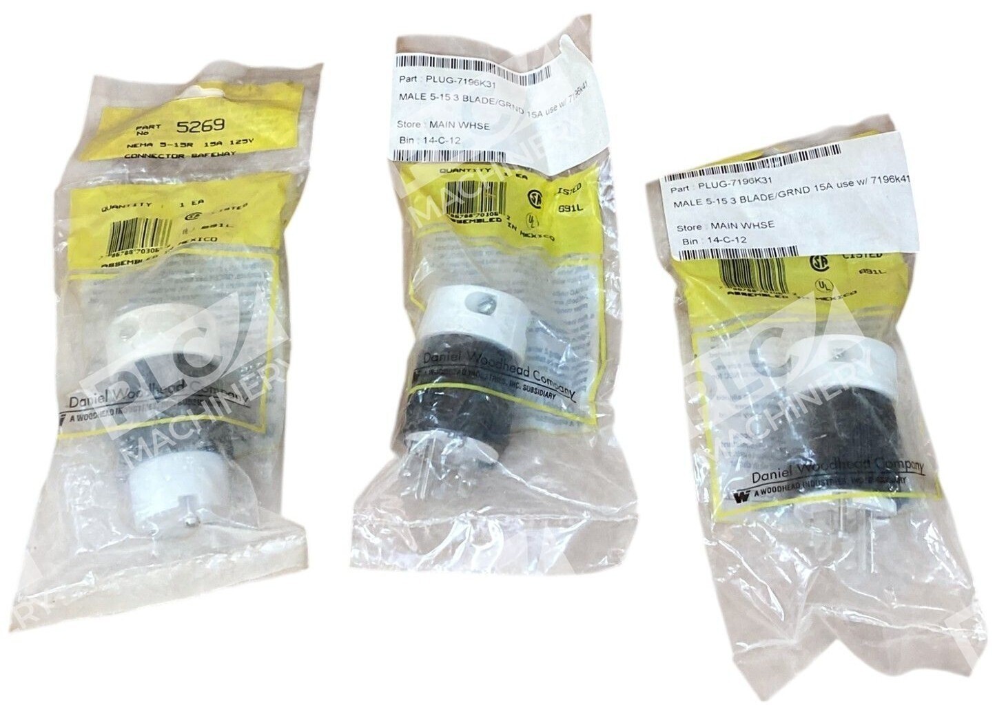 Daniel Woodhead Co NEMA 5-15R 15A 125V Connector-Safeway 5269 (lot of 3) - Image 2