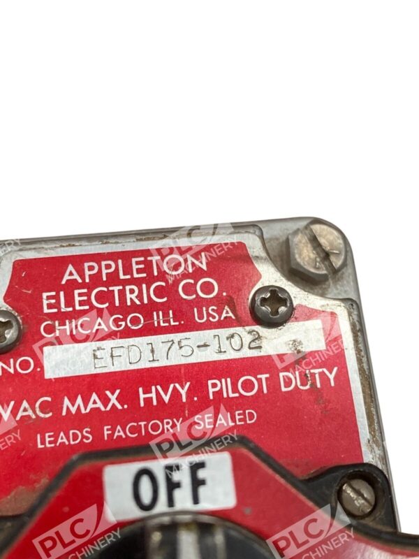 Appleton EFD175-102 600 VAC Heavy Pilot Duty Switch