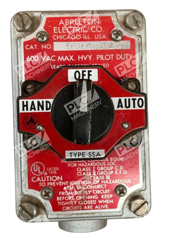 Appleton EFD175-102 600 VAC Heavy Pilot Duty Switch