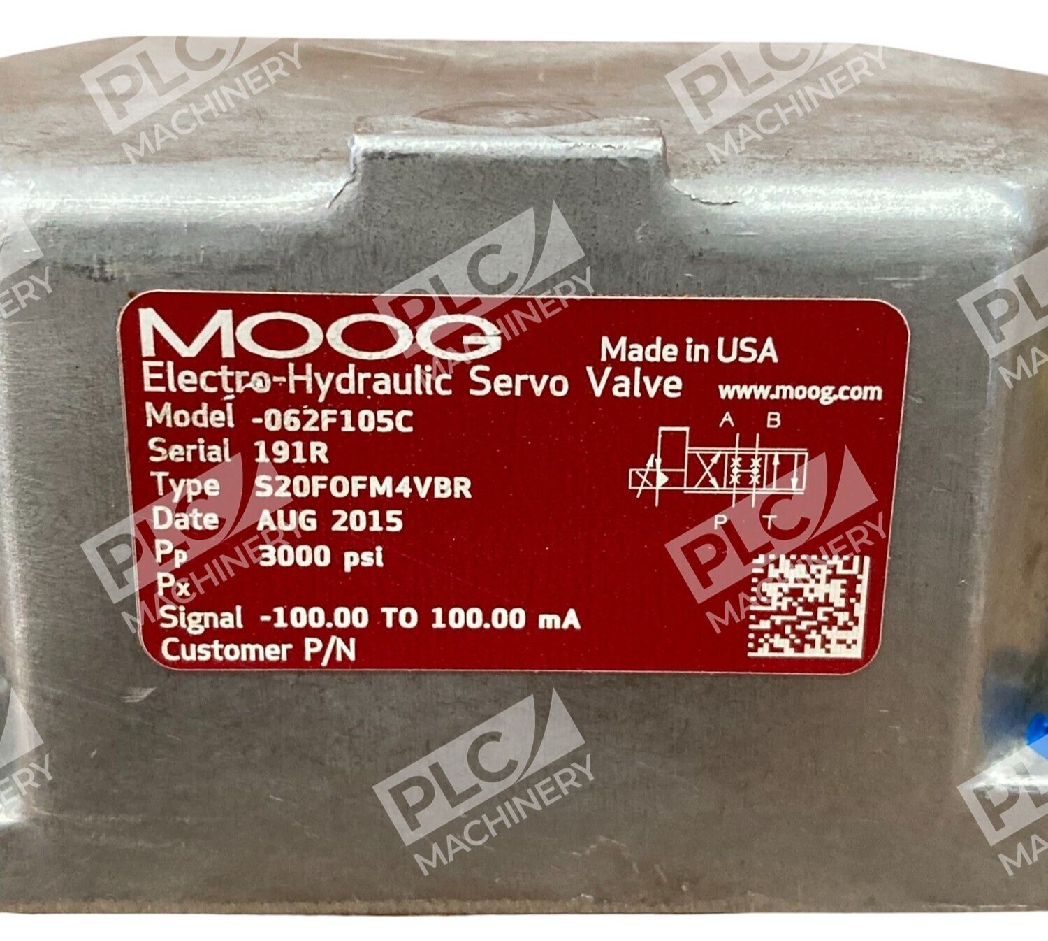 MOOG S20FOFM4VBR 191R 3000PSI Electro-Hydraulic Servo Valve 062F105C - Image 3