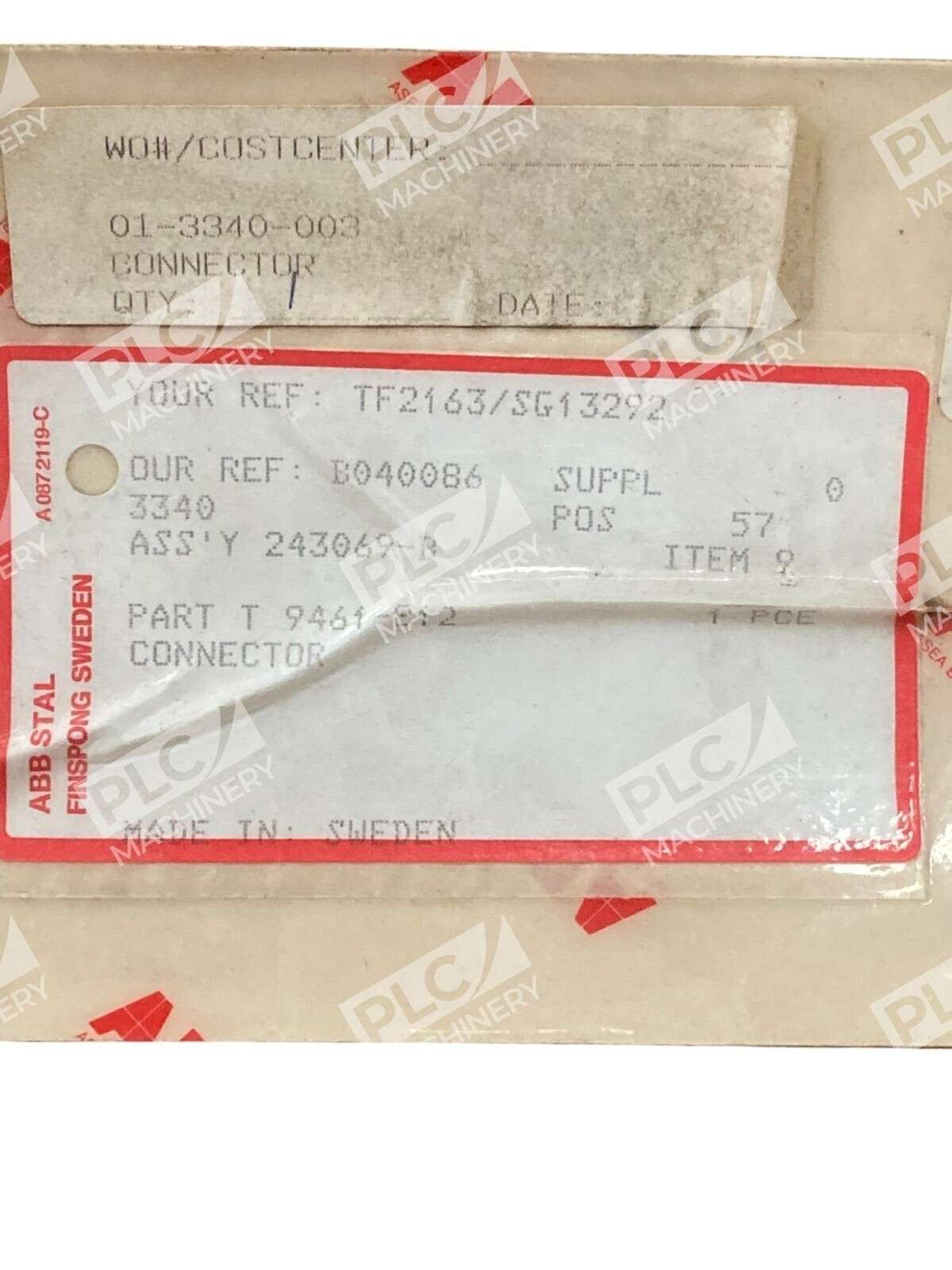 ABB Stal 243069-B TF2163/SG13292 12 Pin Connector T9461-812 - Image 3