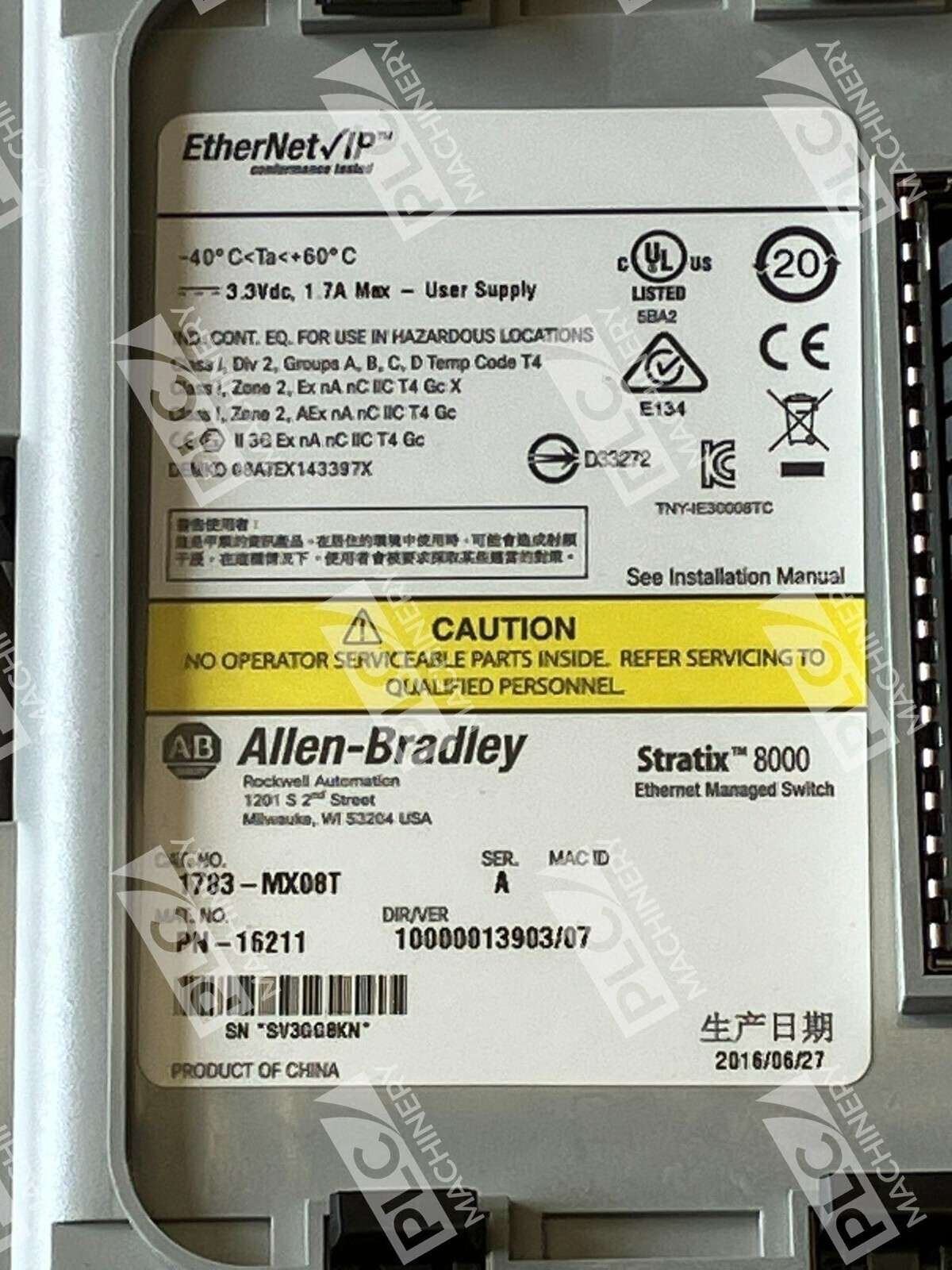 Allen Bradley AB EtherNet IP 16211 Ethernet Managed Port Switch 1783-MX08T /A - Image 3