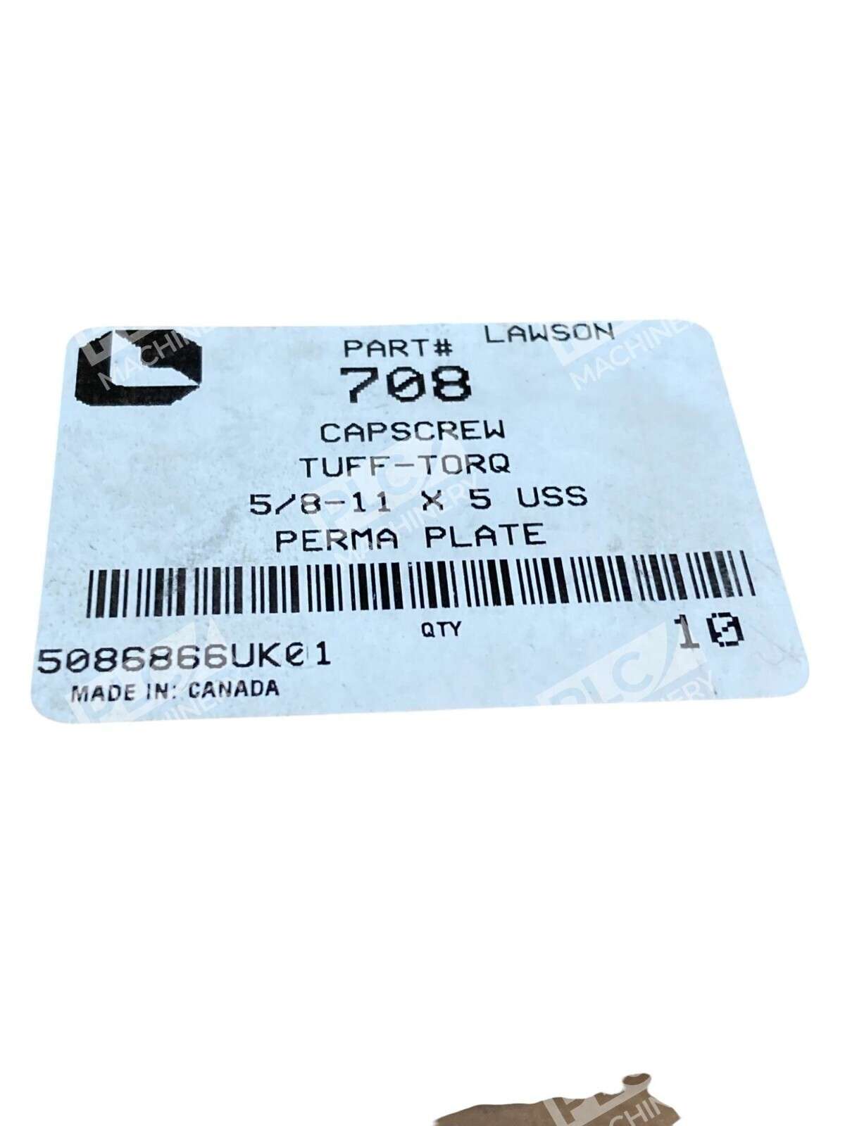 Lawson 5086866UK01 Tuff Torq 5/8-11 x 5 USS Perma Plate Capscrew 708 (Box of 10) - Image 3