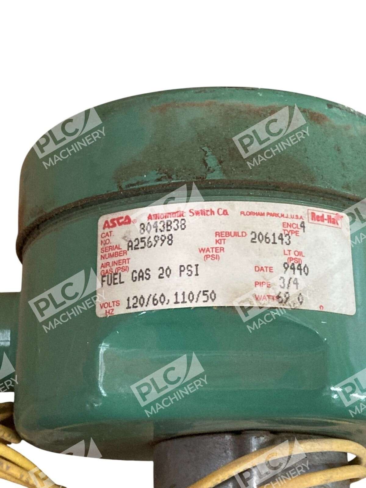 ASCO Red Hat 8043B38 110/120V 3/4"Pipe 69W Fuel Gas 20PSI Valve 8043B038 - Image 6