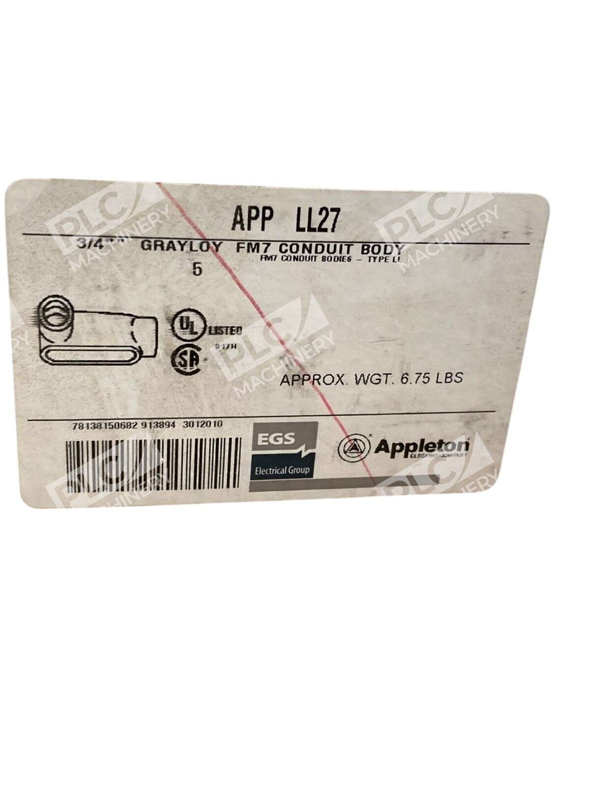 Appleton FM 3/4" Grayloy FMY Conduit Body APP-LL27 (Box of 7) - Image 3
