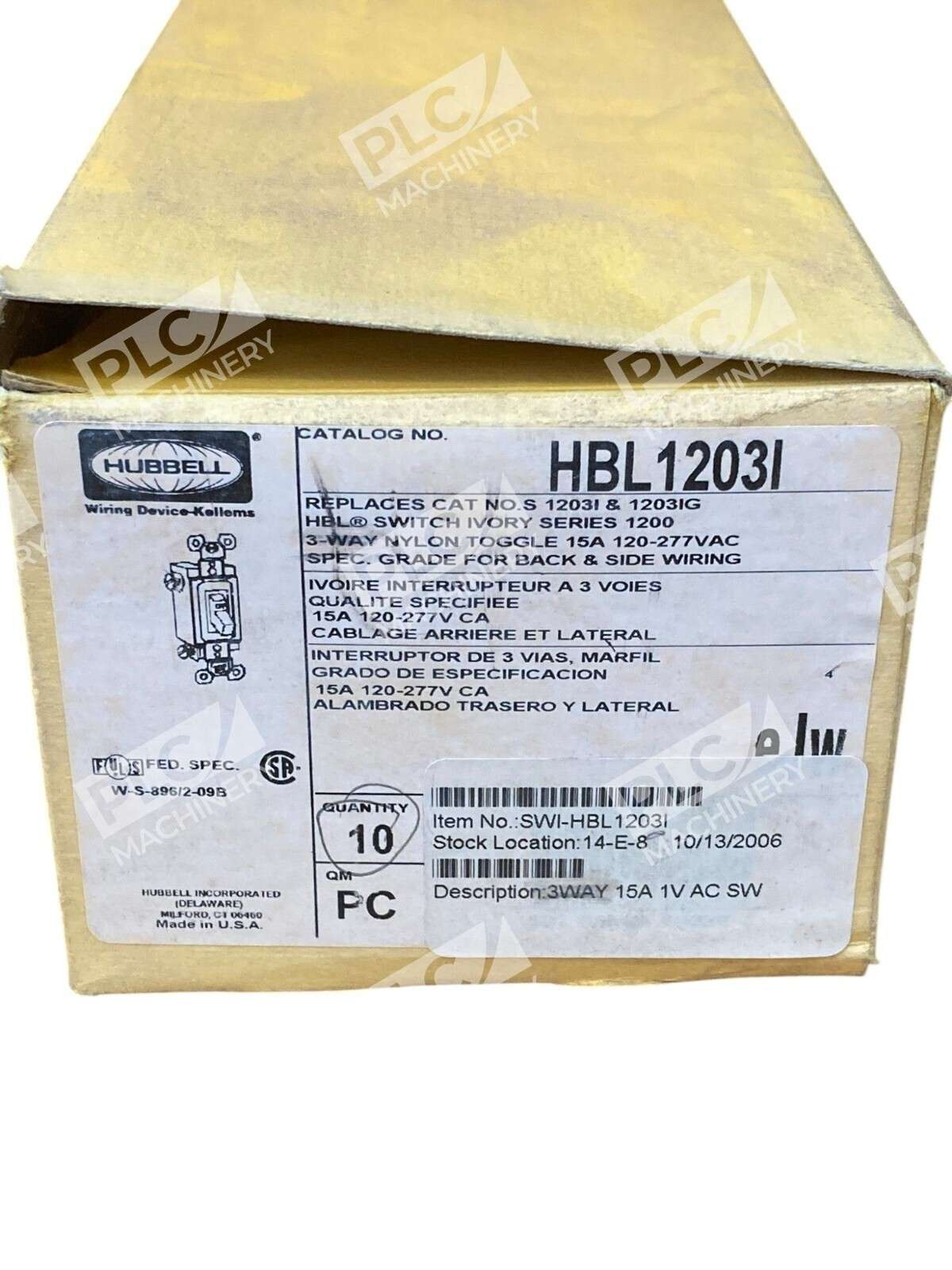 Hubbell Ivory Series 1200 15A 3-Way Toggle Switch HBL1203I (Box of 10) - Image 3