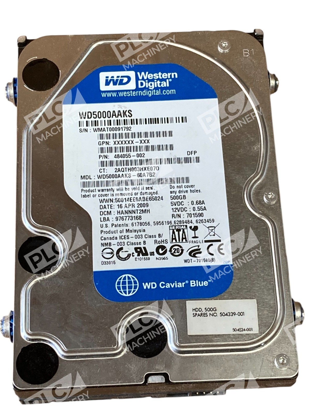 Western Digital WD5000AAKS - Western Digital WD 484055-002 60A7B2 500GB 3.5" Hard Drive W