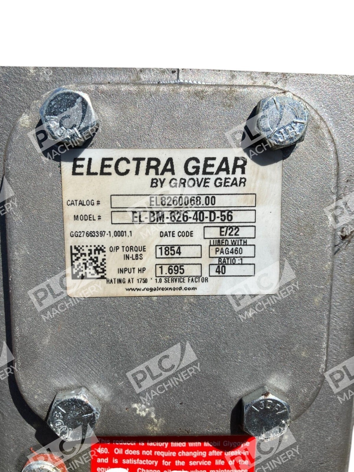 Grove Gear EL8260068.00 Electra Gear 40:1 Reducer EL-BM-826-40-D-56 - Image 4