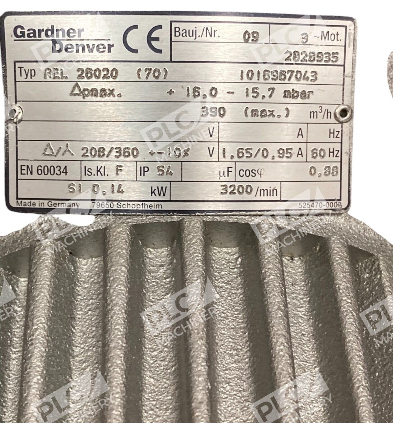 Gardner Denver 1016967043 1.65/0.95A 2828935 Vacuum Pump Blower REL 26020 (70) - Image 4