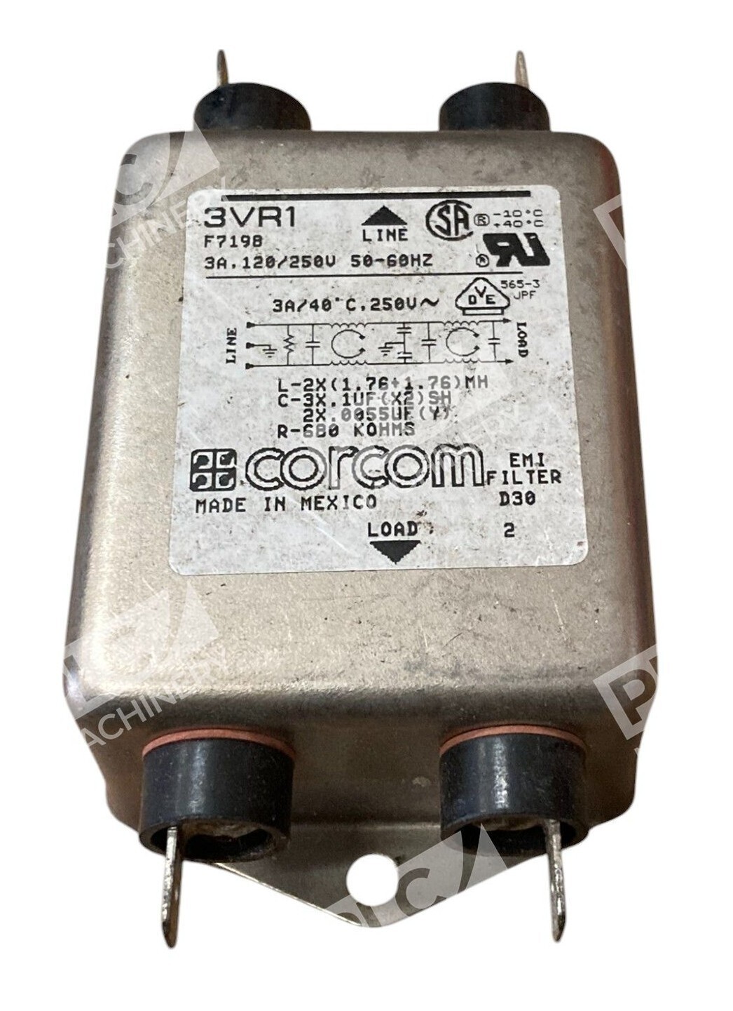 Corcom Tyco Electronics 3A 120/250V 50-60Hz EMI Filter 3VR1 - Image 3