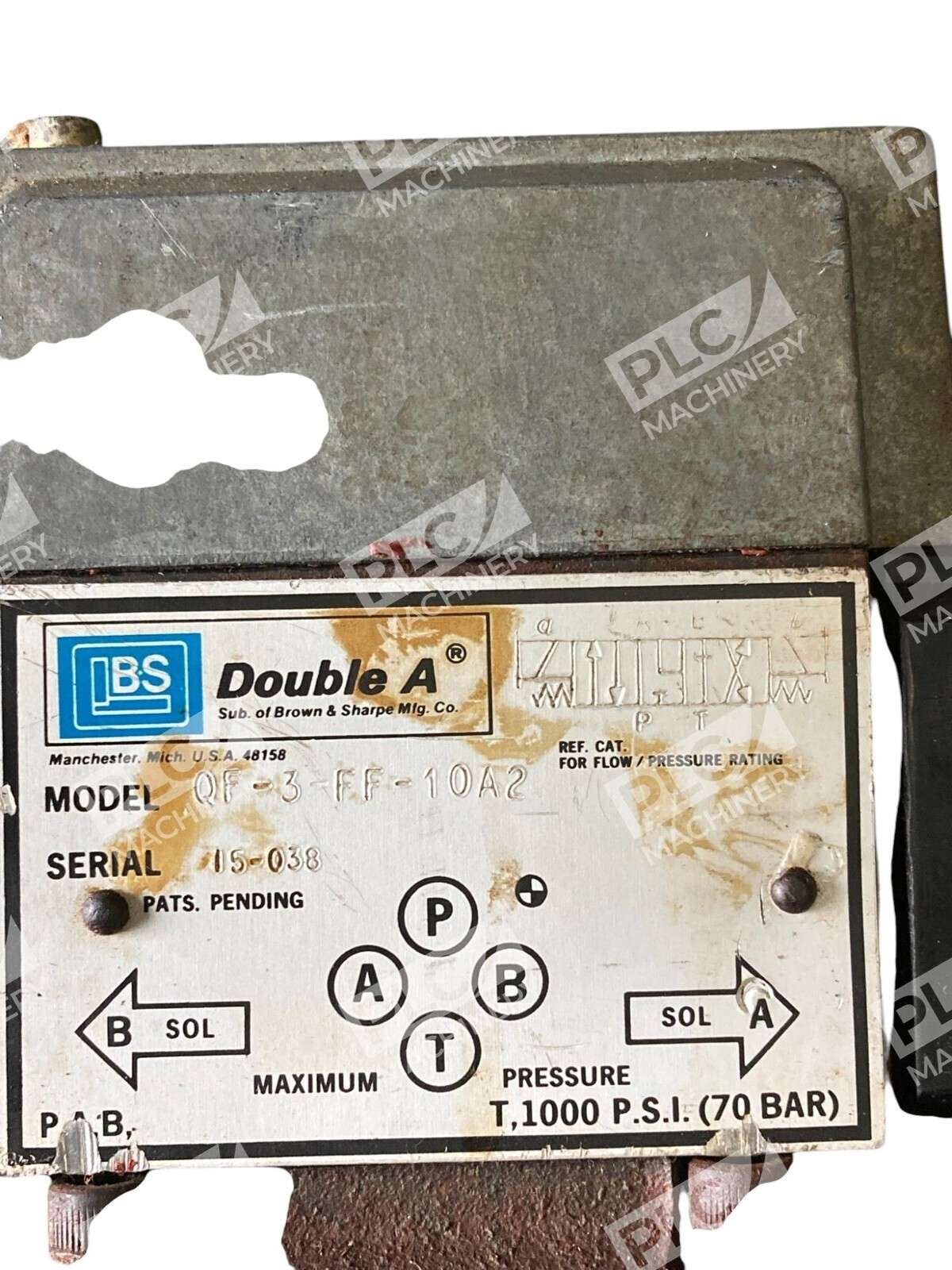 Brown & Sharpe Double A QF-02-C-10C2 Pilot Valve W/ Double A Valve QF-3-FF-10A2 - Image 4