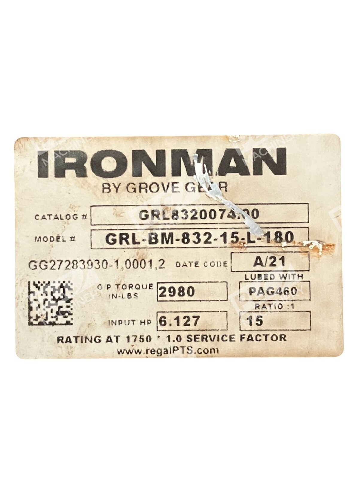 Grove Gear Regal Rexnord GRL8320074.00 15:1 Cast Iron Worm GRL-BM-832-15-L-180 - Image 3