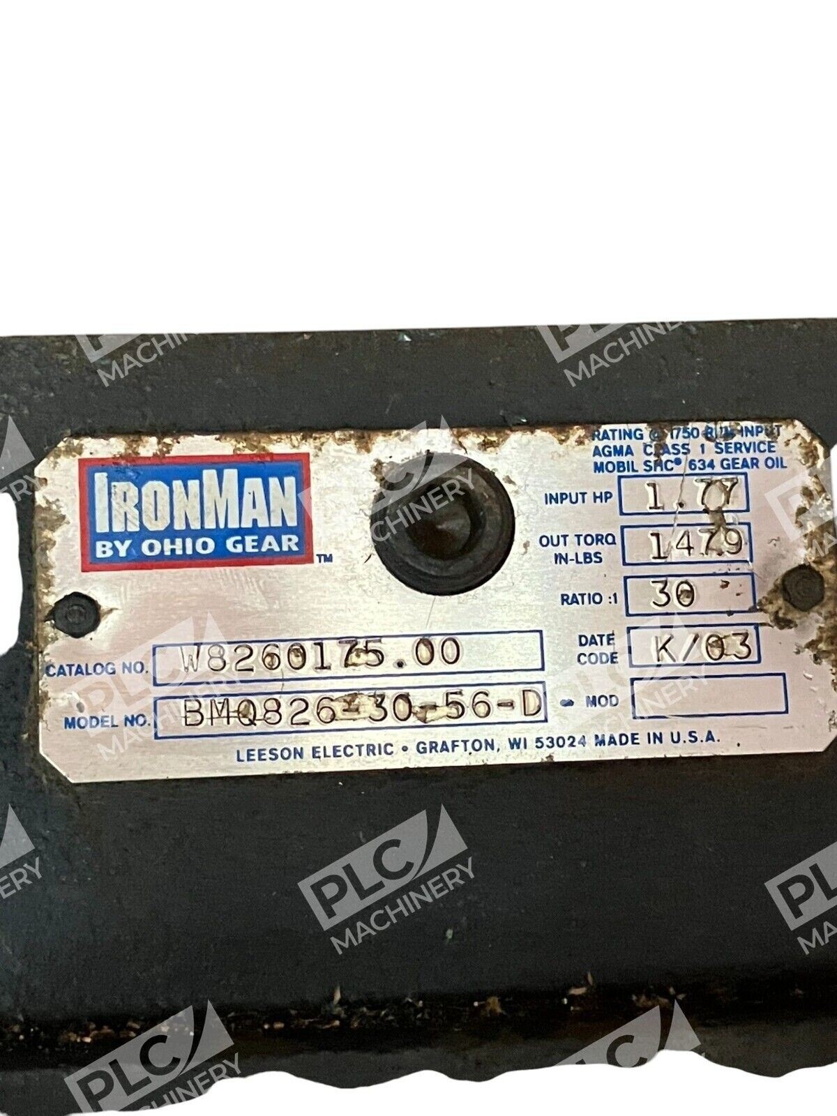 Ohio Gear Leeson Electric W8260175.00 30:1 Ironman Reducer BMQ826-30-56-D - Image 3