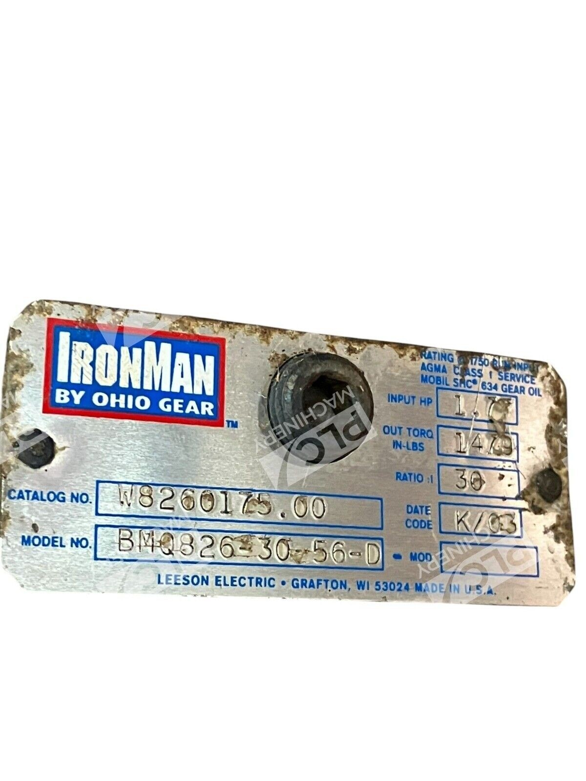 Ohio Gear Leeson Electric W8260175.00 30:1 Ironman Reducer BMQ826-30-56-D - Image 4