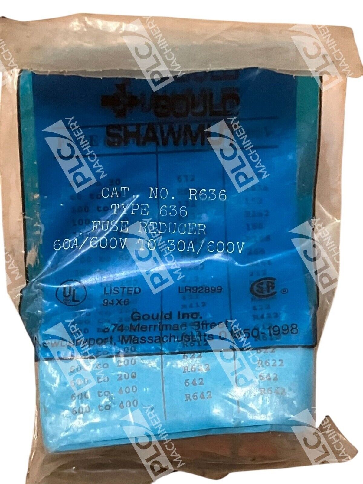Gould Shawmut R636 - Gould Shawmut Type 636 60A/600V To 30A/600V Fuse Reducer R63