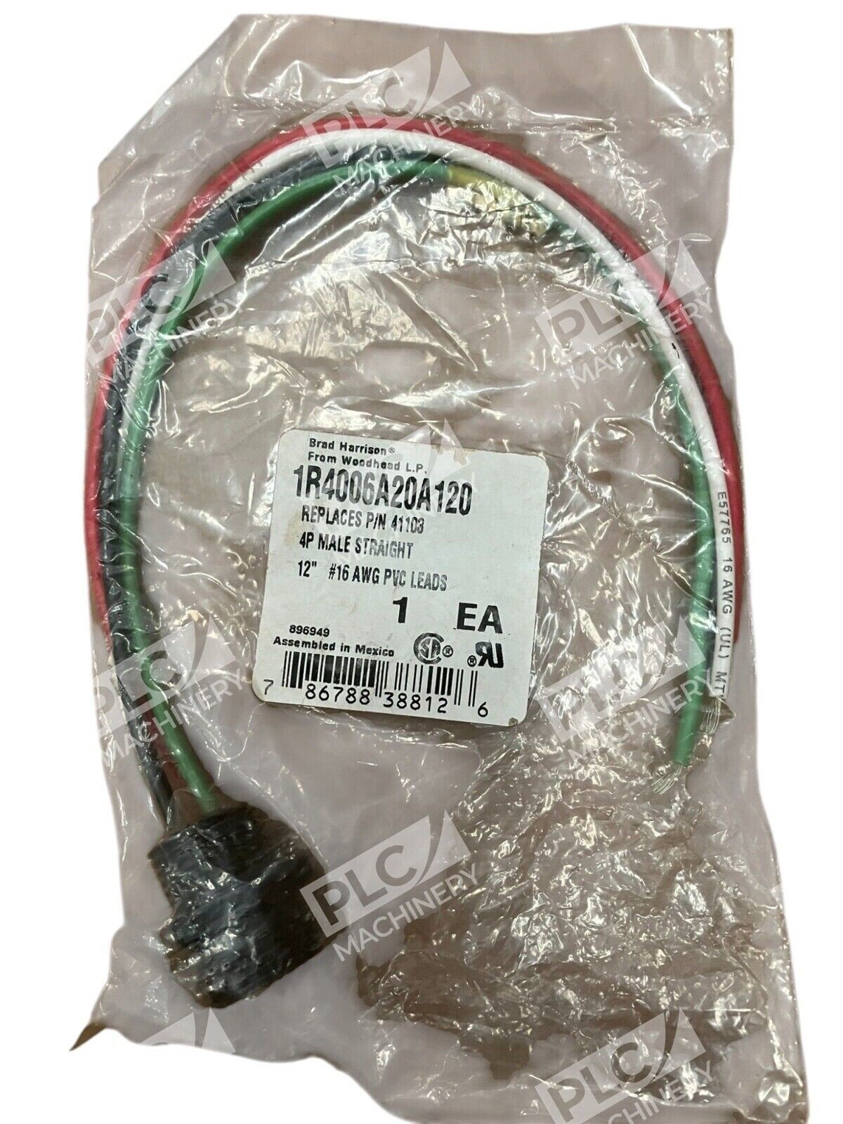 Brad Harrison 1R4006A20A120 - Brad Harrison Woodhead LP 41103 12" 16AWG PVC Leads 4P Strai