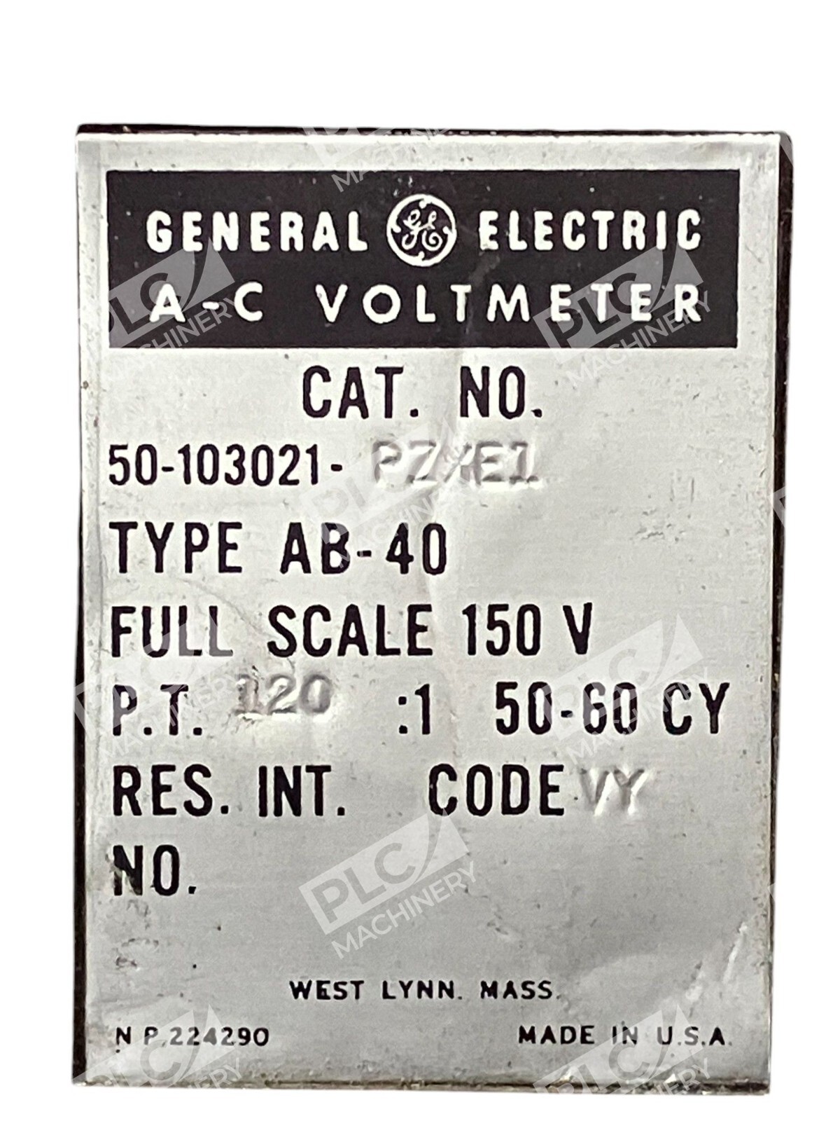 General Electric 150V 120:1 50-60CY AB-40 AC Voltmeter 50-103021-PZXE1 - Image 4