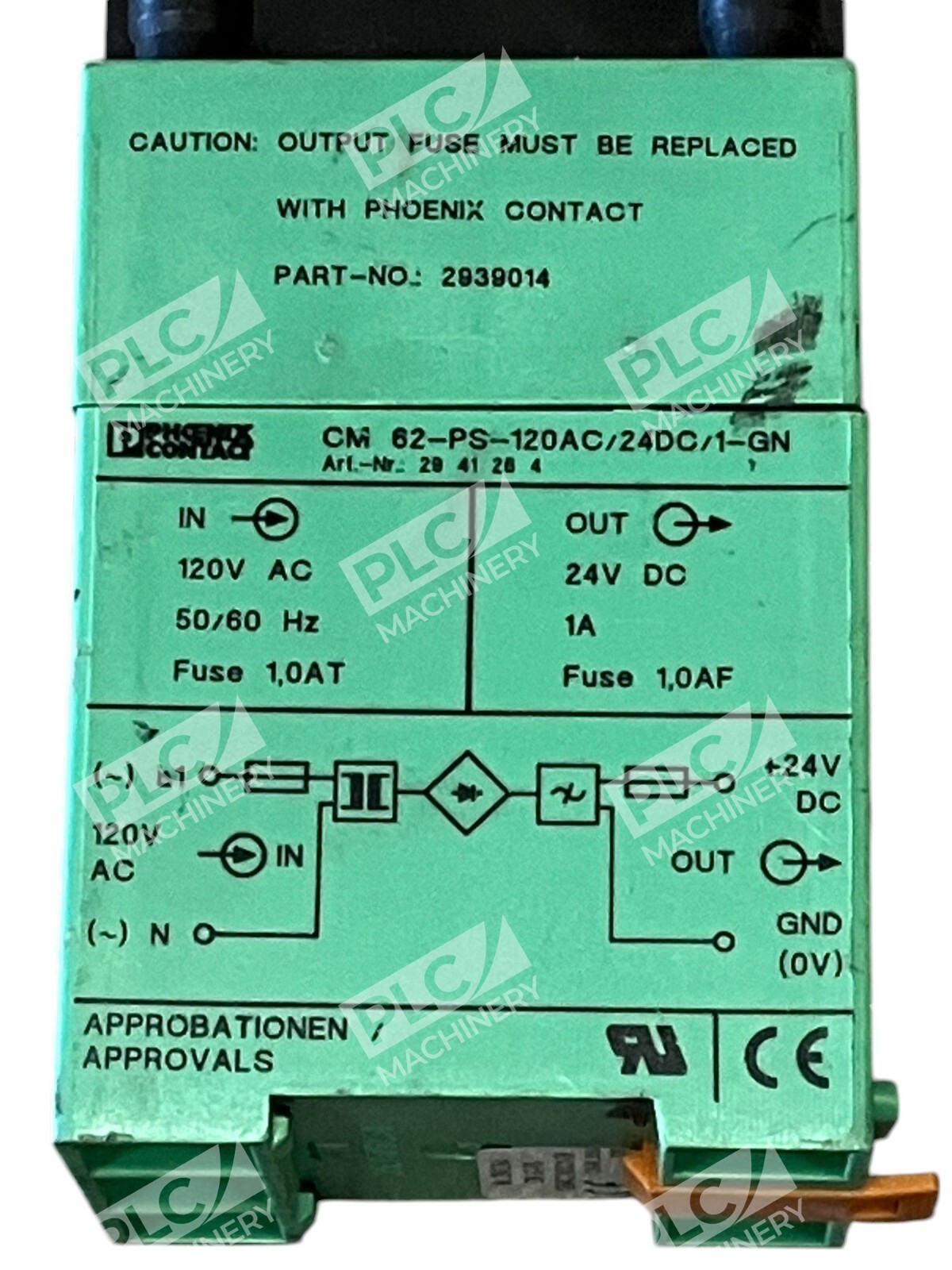 Phoenix Contact CM 62-PS-120AC/24DC/1-GN - Phoenix Contact 120VAC In 24VDC Out Power Supply CM 62-PS-12