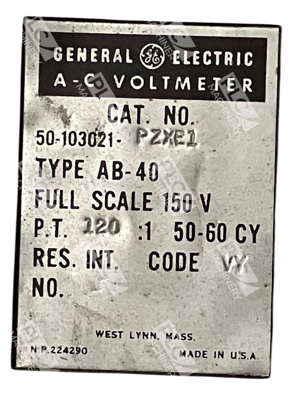 General Electric AB-40 150V 120:1 50-60CY AC Voltmeter 50-103021-PZXE1 - Image 4