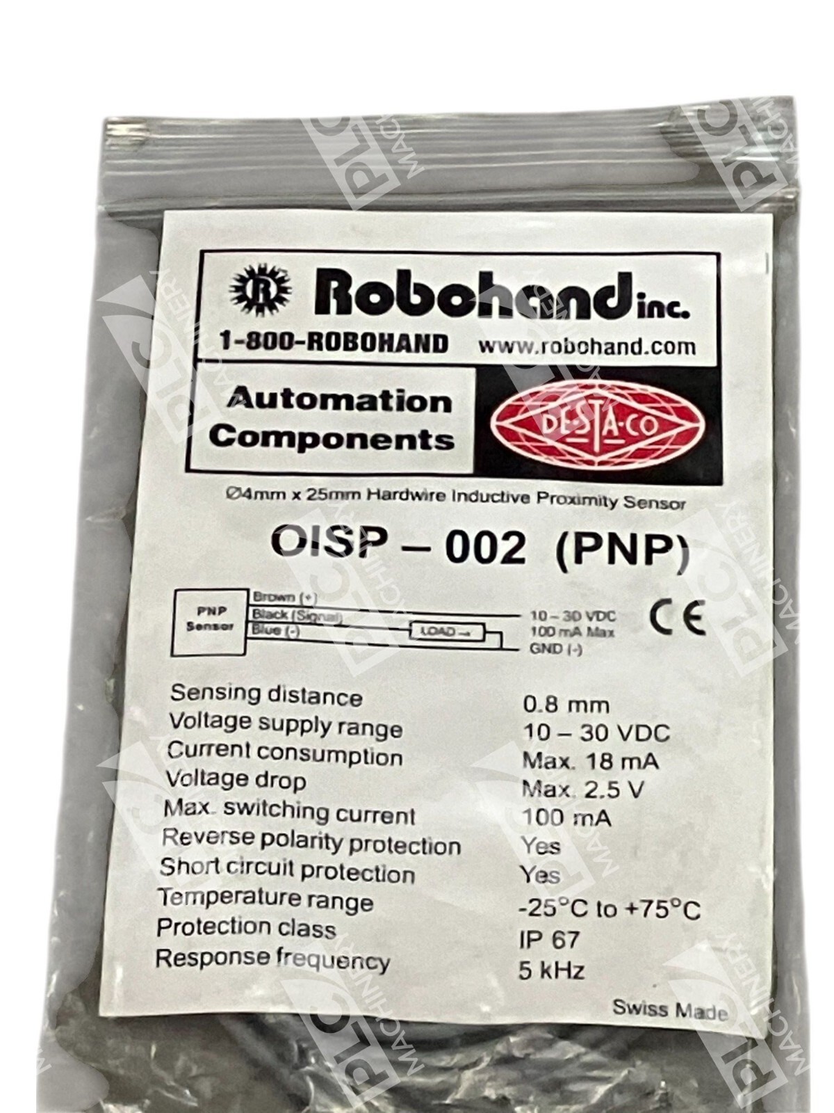 Robohand Destaco 4mmx25mm Hardwire Inductive Proximity Sensor PNP OISP-002 - Image 3