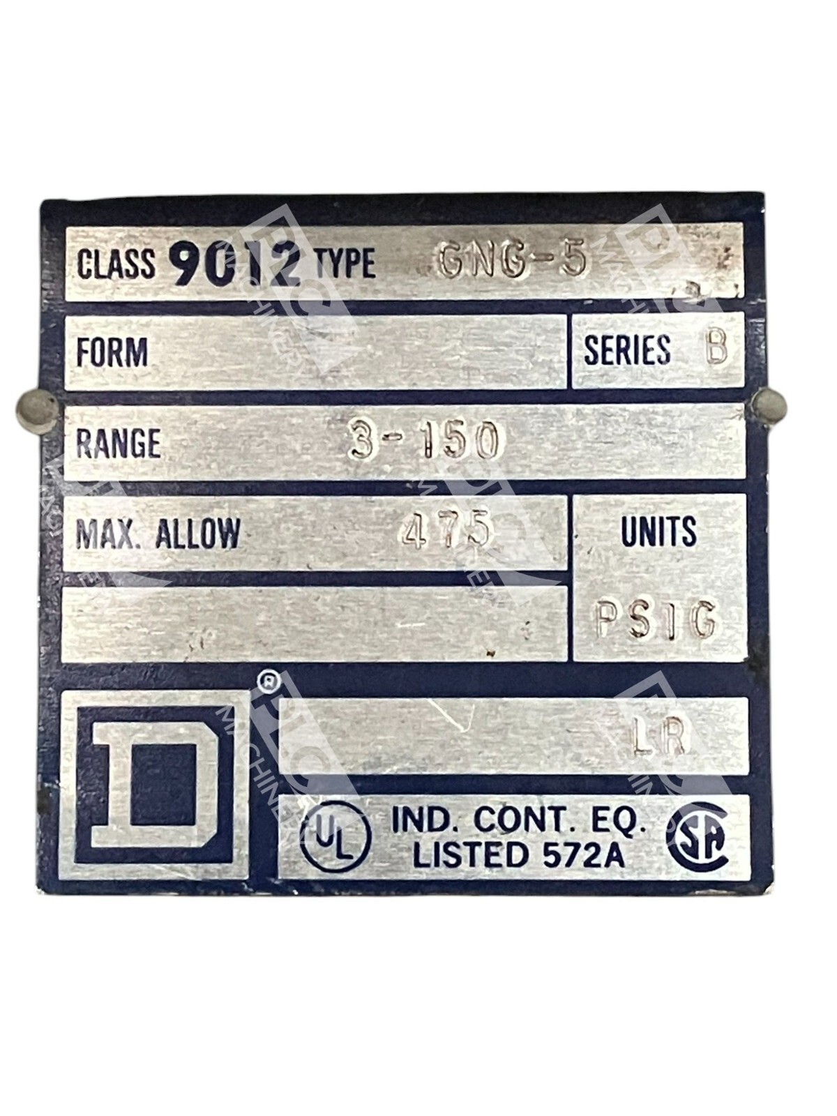 Square D 3-150PSIG Pressure Switch 9012-GNG-5 /B - Image 3