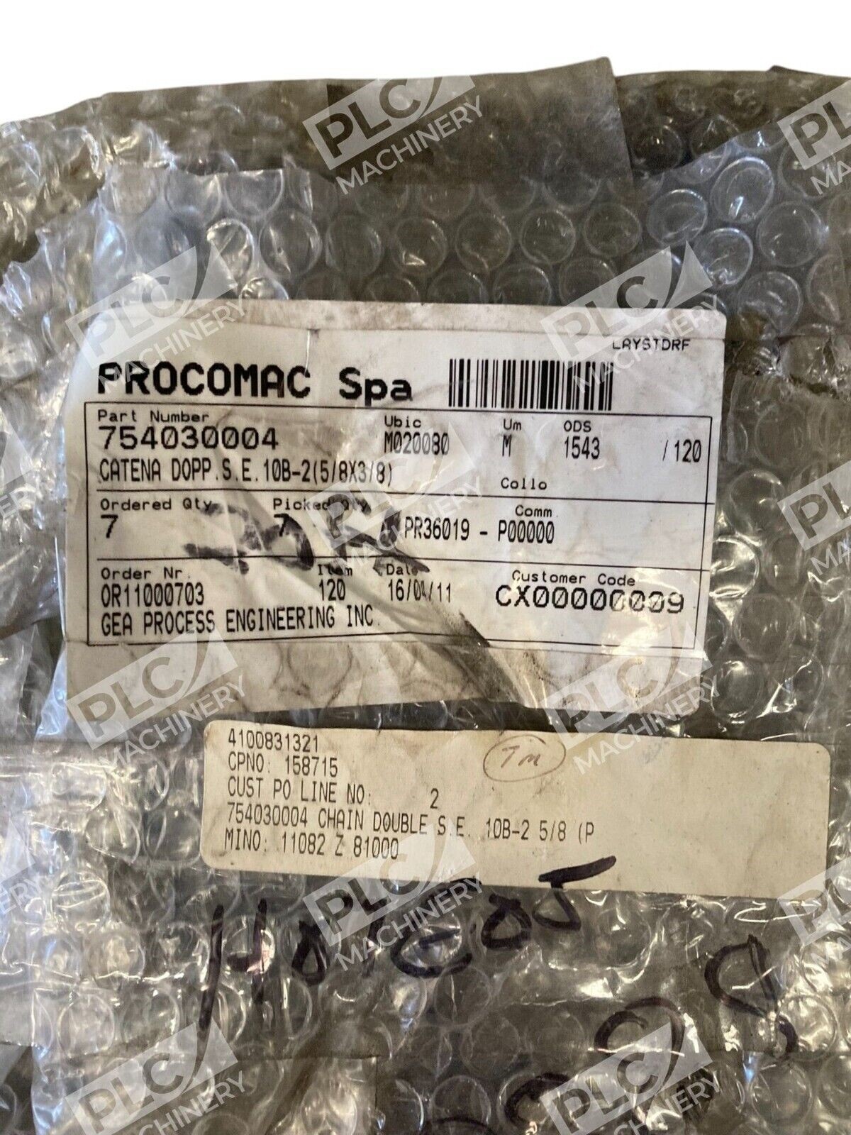 Procomac Spa GEA Process Catena DOPP.S.E.10B-2(5/8X3/8) Chain 754030004 - Image 3