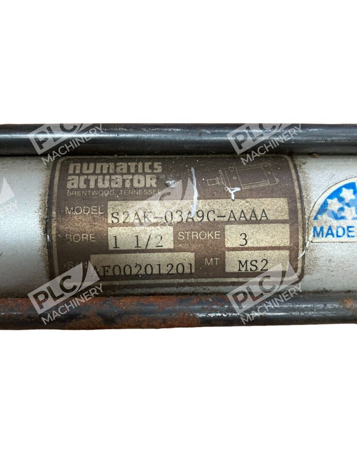 NUMATICS S2AK-03A9C-AAAA 1-1/2" Bore 3" Stroke MS2 Actuator - Image 3