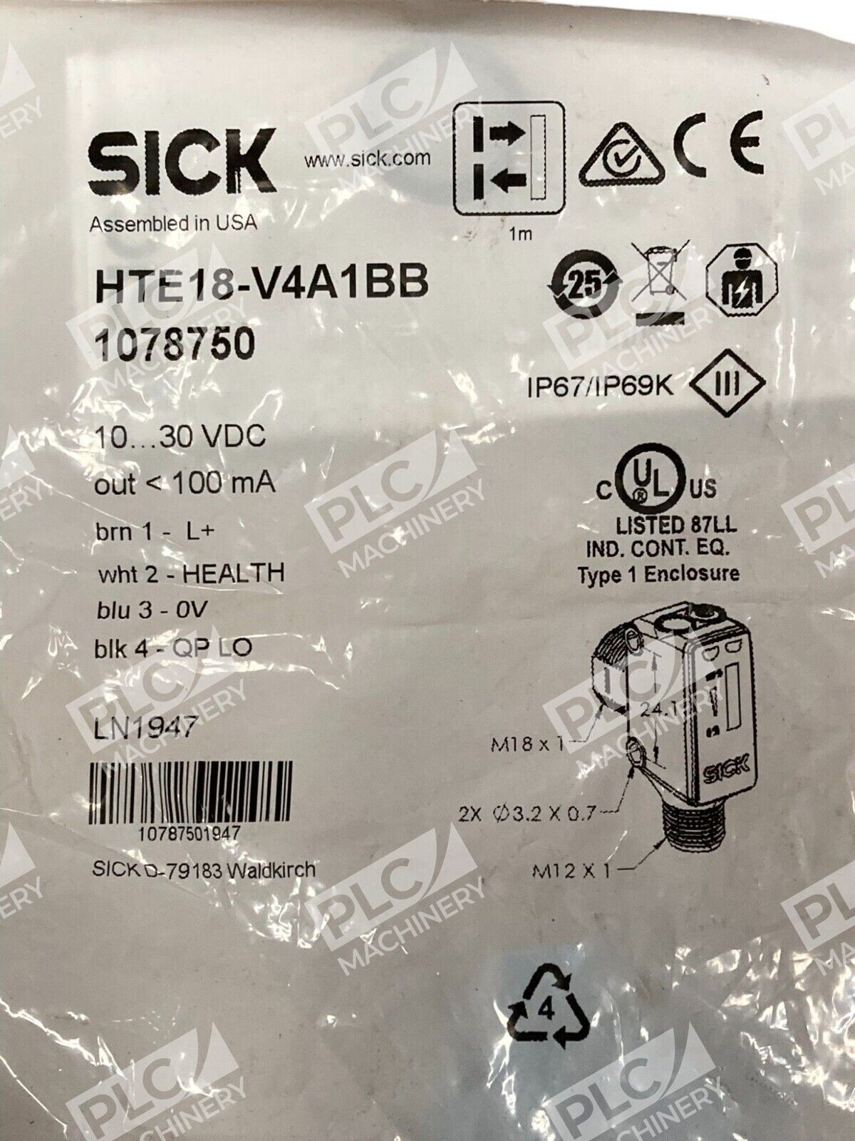 Sick 1078750 Photoelectric Sensor HTE18-V4A1BB - Image 3