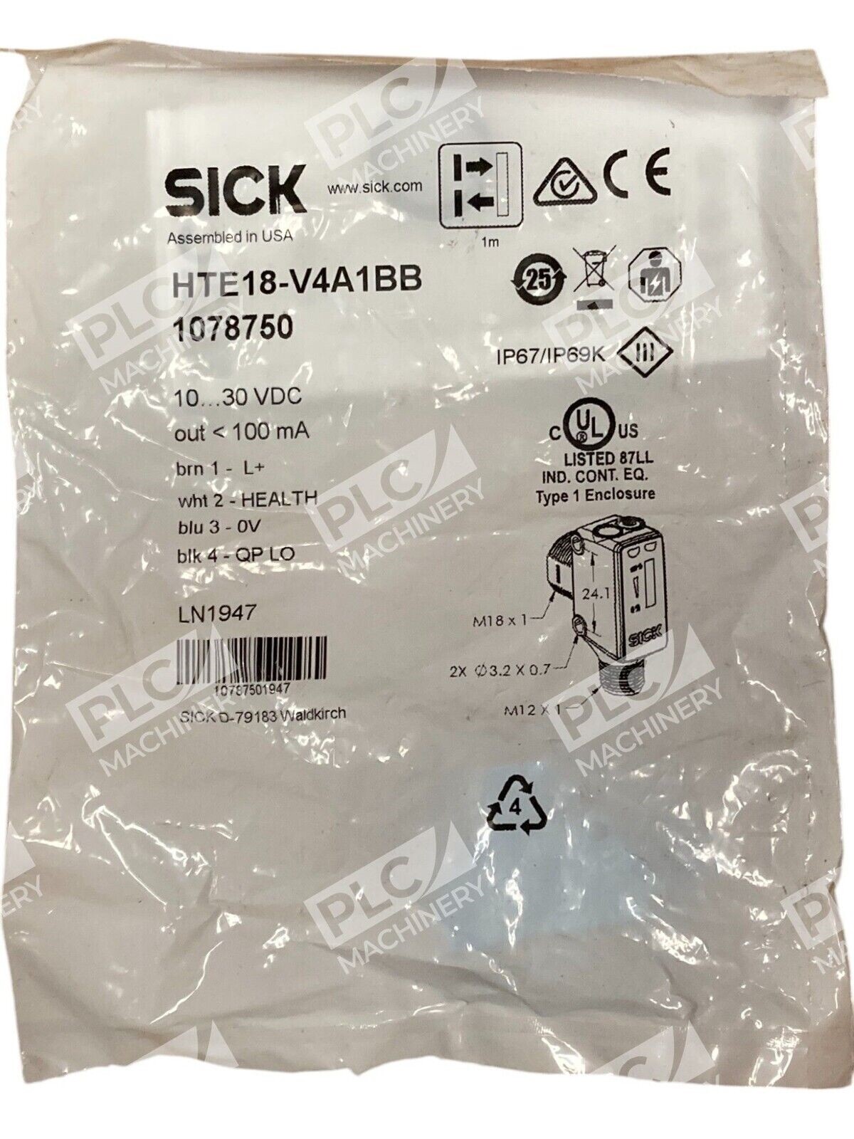 Sick 1078750 - Sick 1078750 Photoelectric Sensor HTE18-V4A1BB