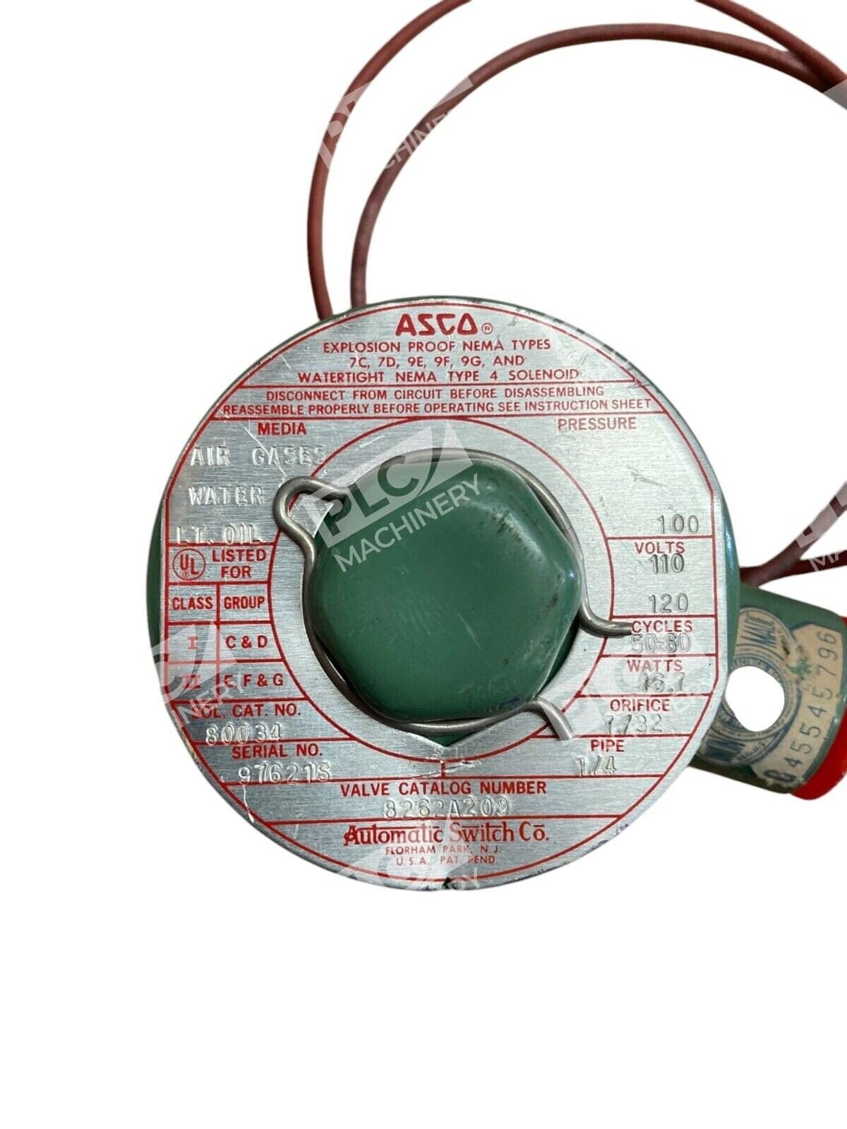 ASCO Automatic Switch Co 16.7W Solenoid Valve 8262A209 - Image 3