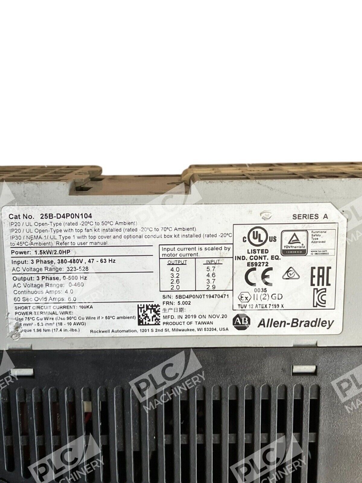 Allen Bradley 25B-D4P0N104 Powerflex 525 Adjustable Frequency AC Rockwell - Image 3