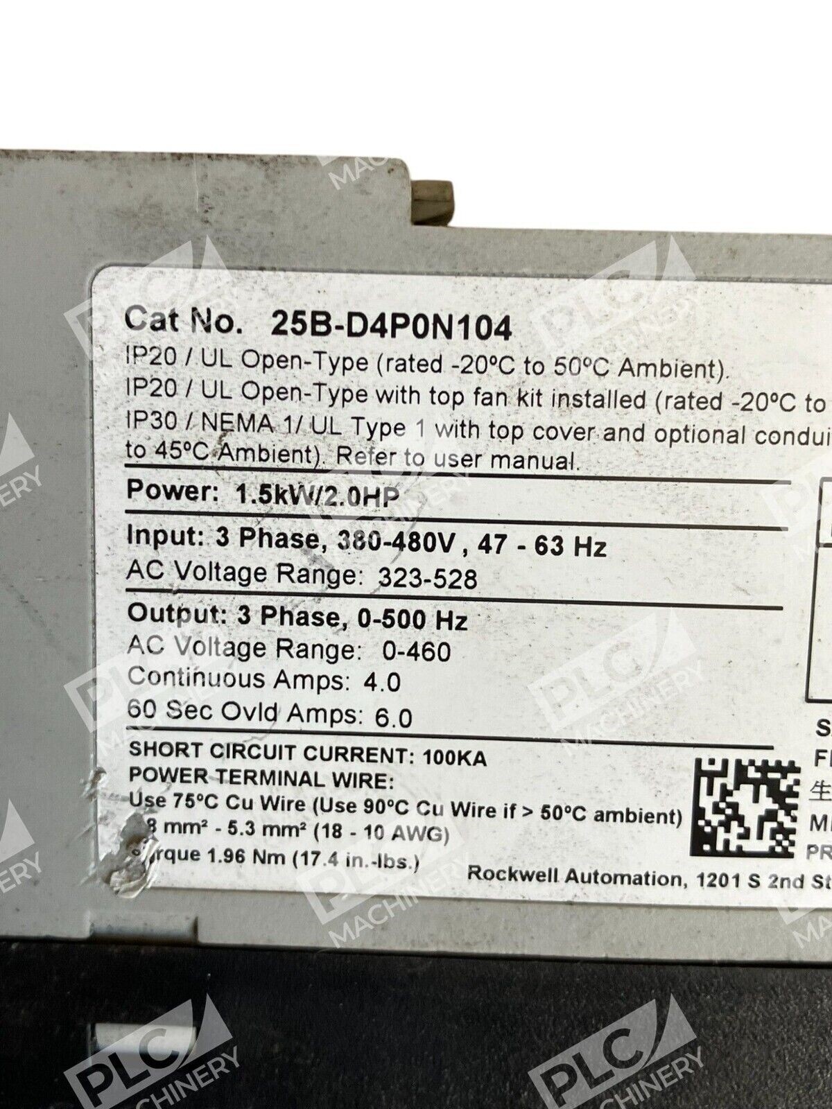 Allen Bradley 25B-D4P0N104 Powerflex 525 Adjustable Frequency AC Rockwell - Image 4