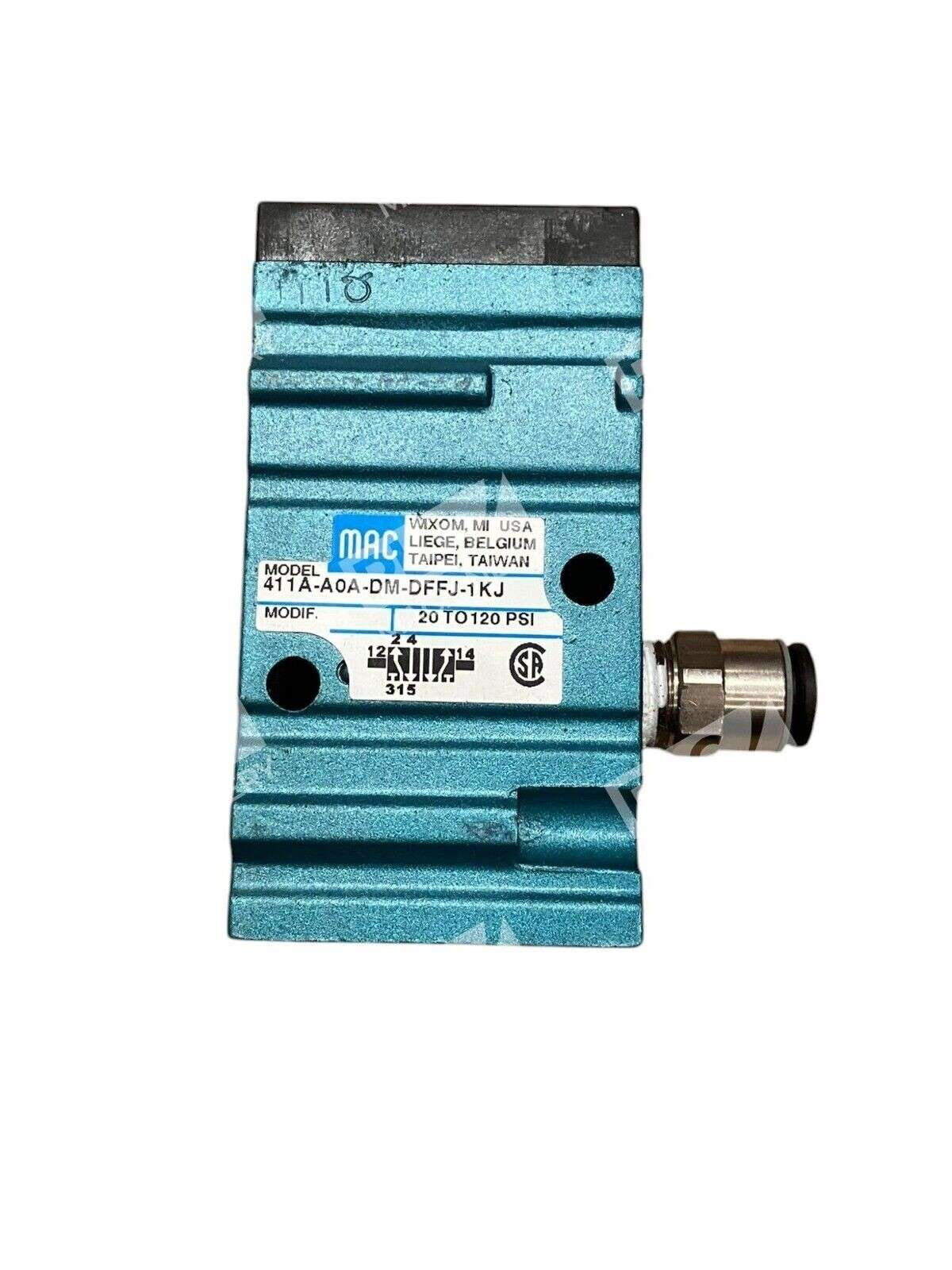 MAC 411A-A0A-DM-DFFJ-1KJ - MAC 20-120PSI Solenoid Valve 411A-A0A-DM-DFFJ-1KJ
