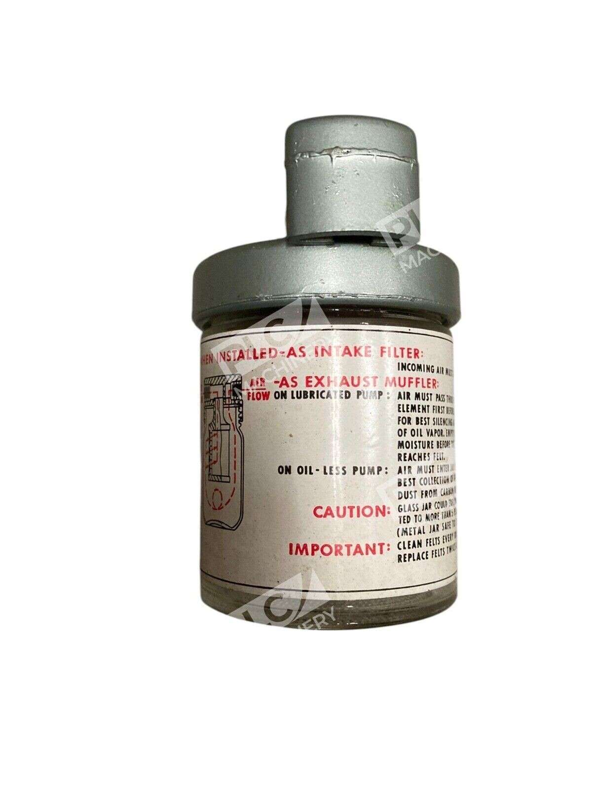 Gast PF-0548-017 Muffler Silencer Glass Jar Intake Filter V425L - Image 3
