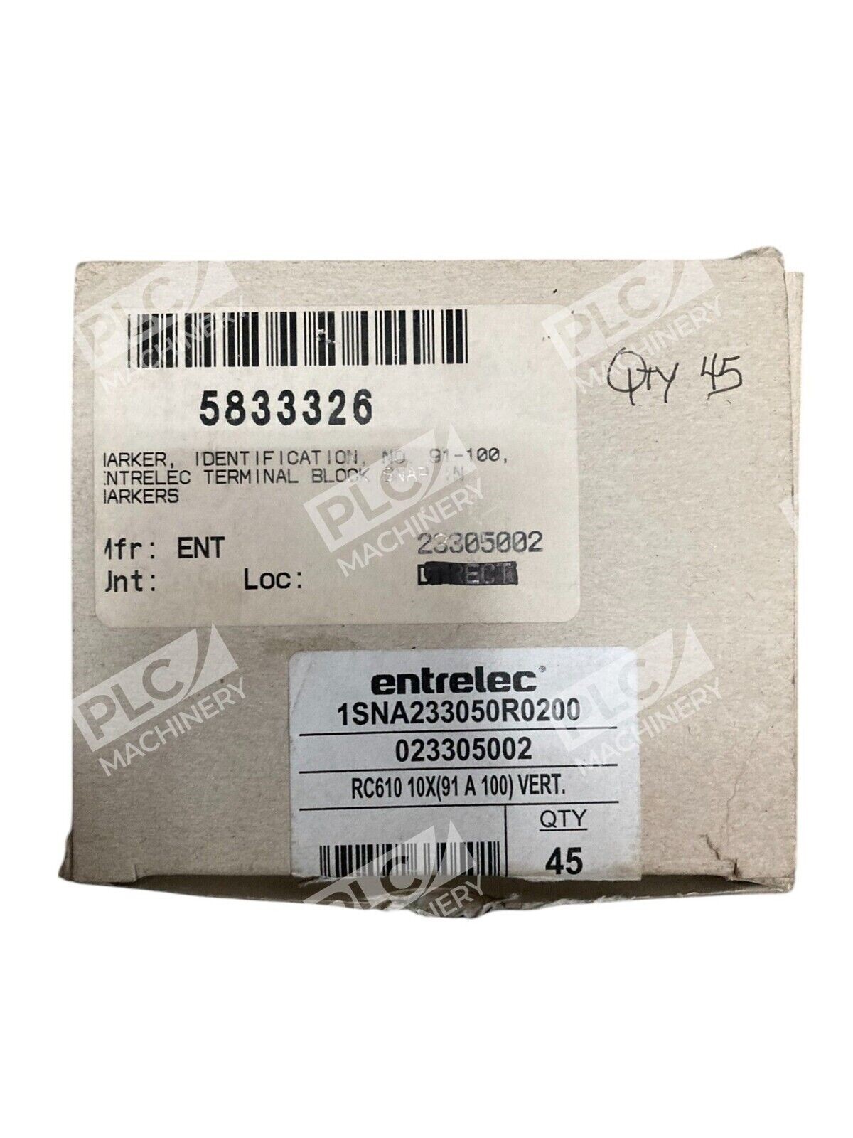 Entrelec 1SNA233050R0200 - Entrelec 233050 RC610 10X91-100 Vertical Card Marker 1SNA233