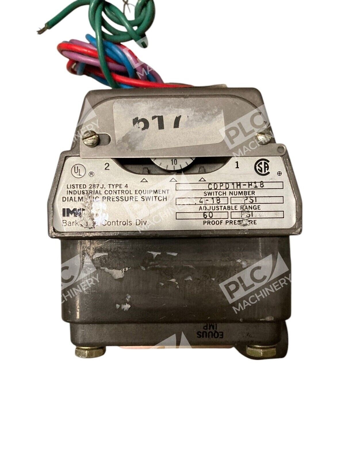 Barksdale CDPD1H-H18 - Baksdale Controls IMO 4-18PSI 60PSI Diamlatic Pressure Switc