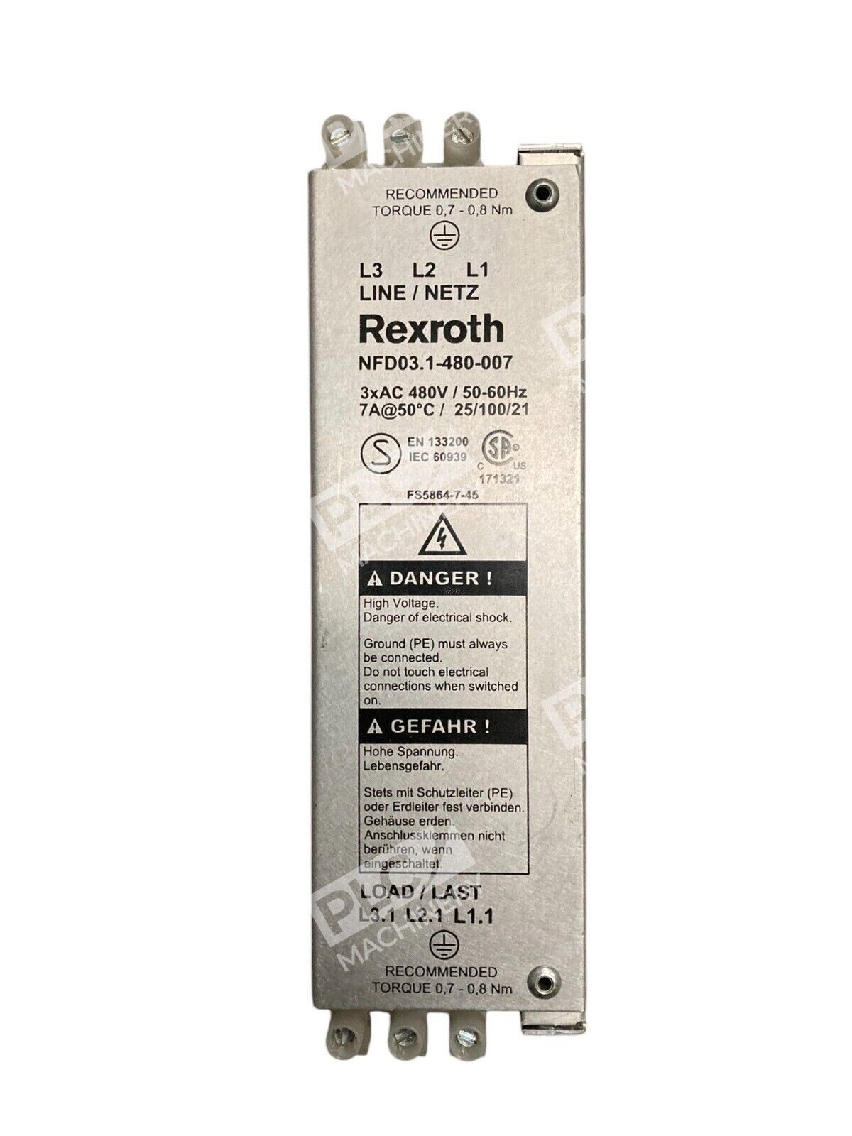 Rexroth NFD03.1-480-007 - Rexroth NFD03.1-480-007 480VAC 7A 3 Phase Power Line Filter