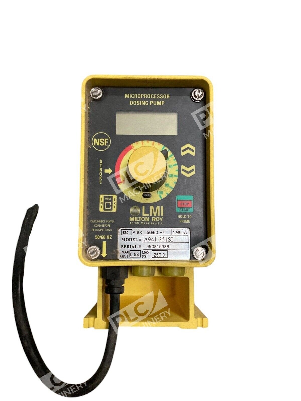 LMI A941-351SI - LMI Milton Roy 120VAC 1.4A Microprocessor Dosing Pump A941-3