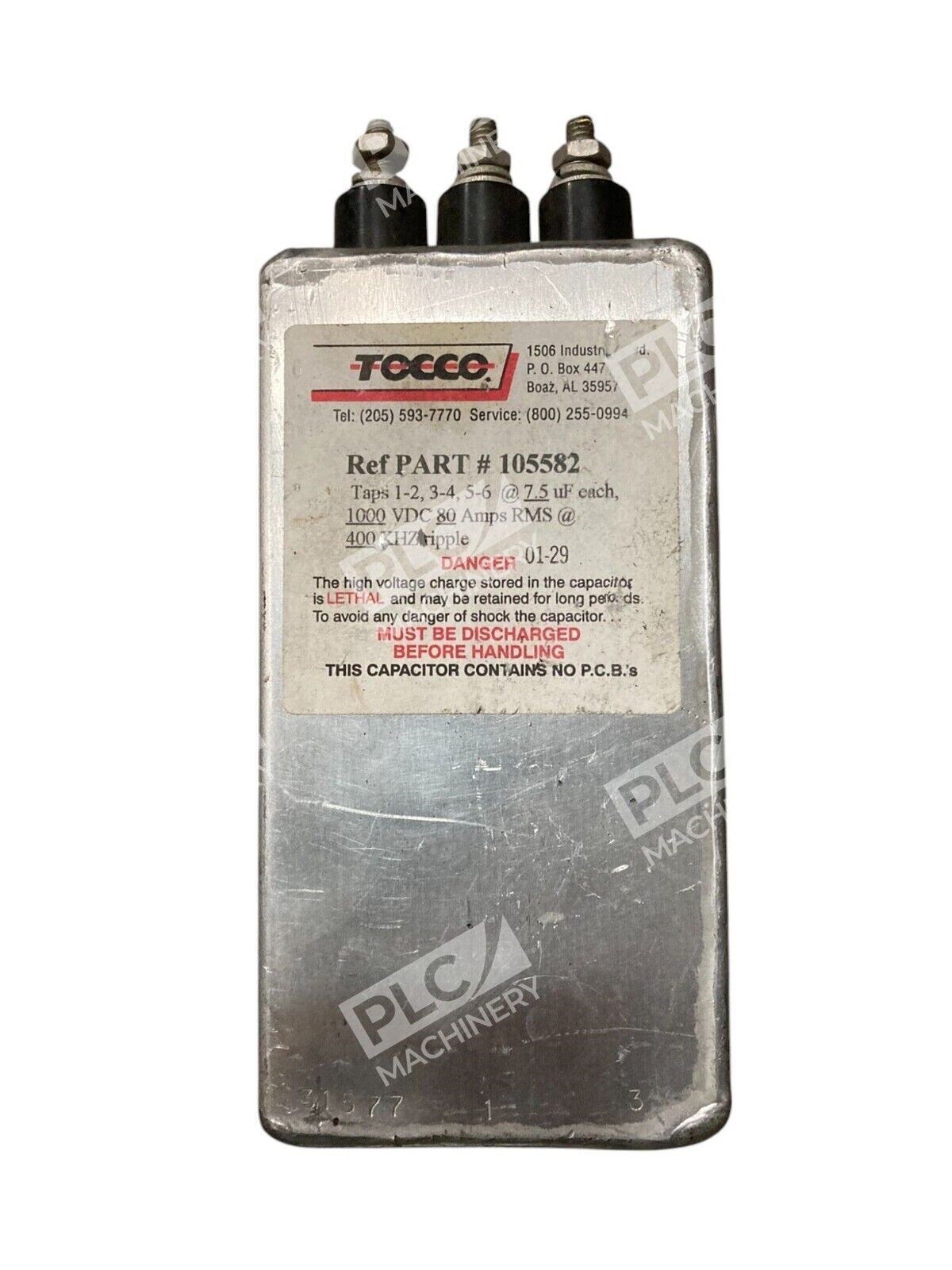 Tocco 105582 - Tocco 1000VDC 80A RMS Capacitor 105582