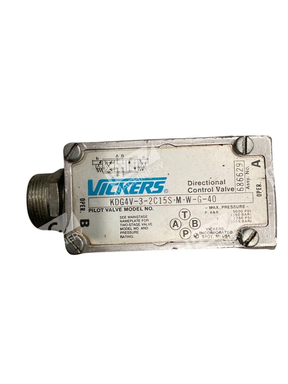 Vickers KDG4V-3-2C15S-M-W-G-40 - Vickers 686629 Pilot Valve Directional Control Valve KDG4V-3