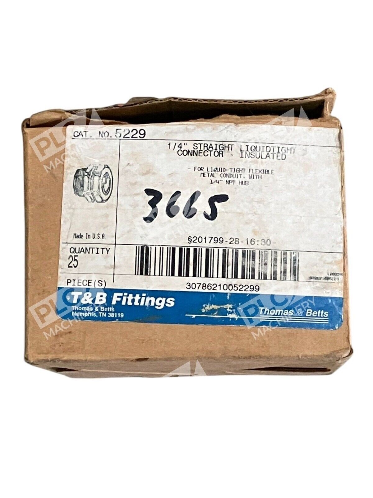 Thomas Betts T&B Fittings 1/4" Straight Liquidtight Insulated 5229 (Box of 22) - Image 2