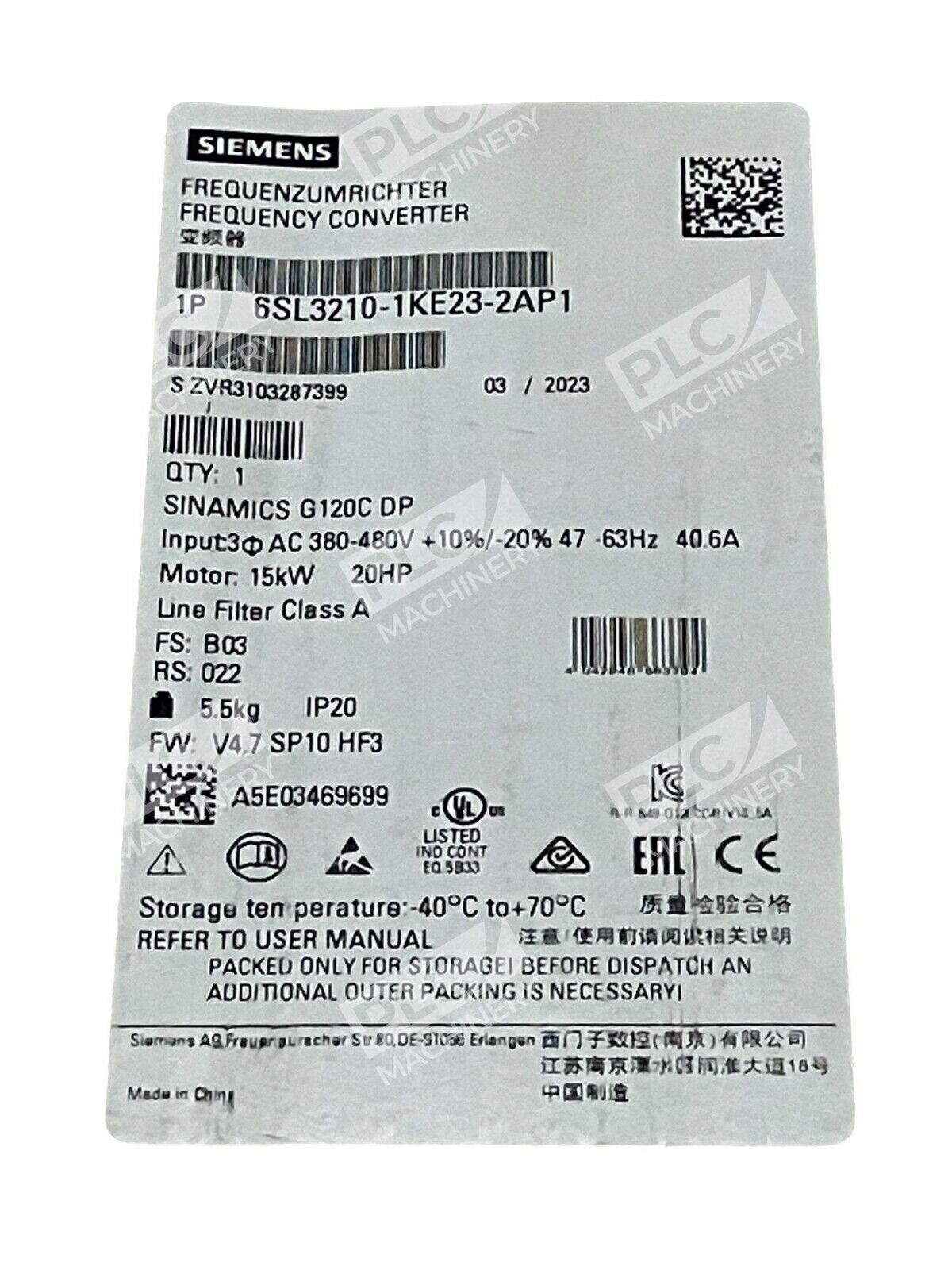 Siemens 6SL3210-1KE23-2AP1 Frequency Inverter - Image 3