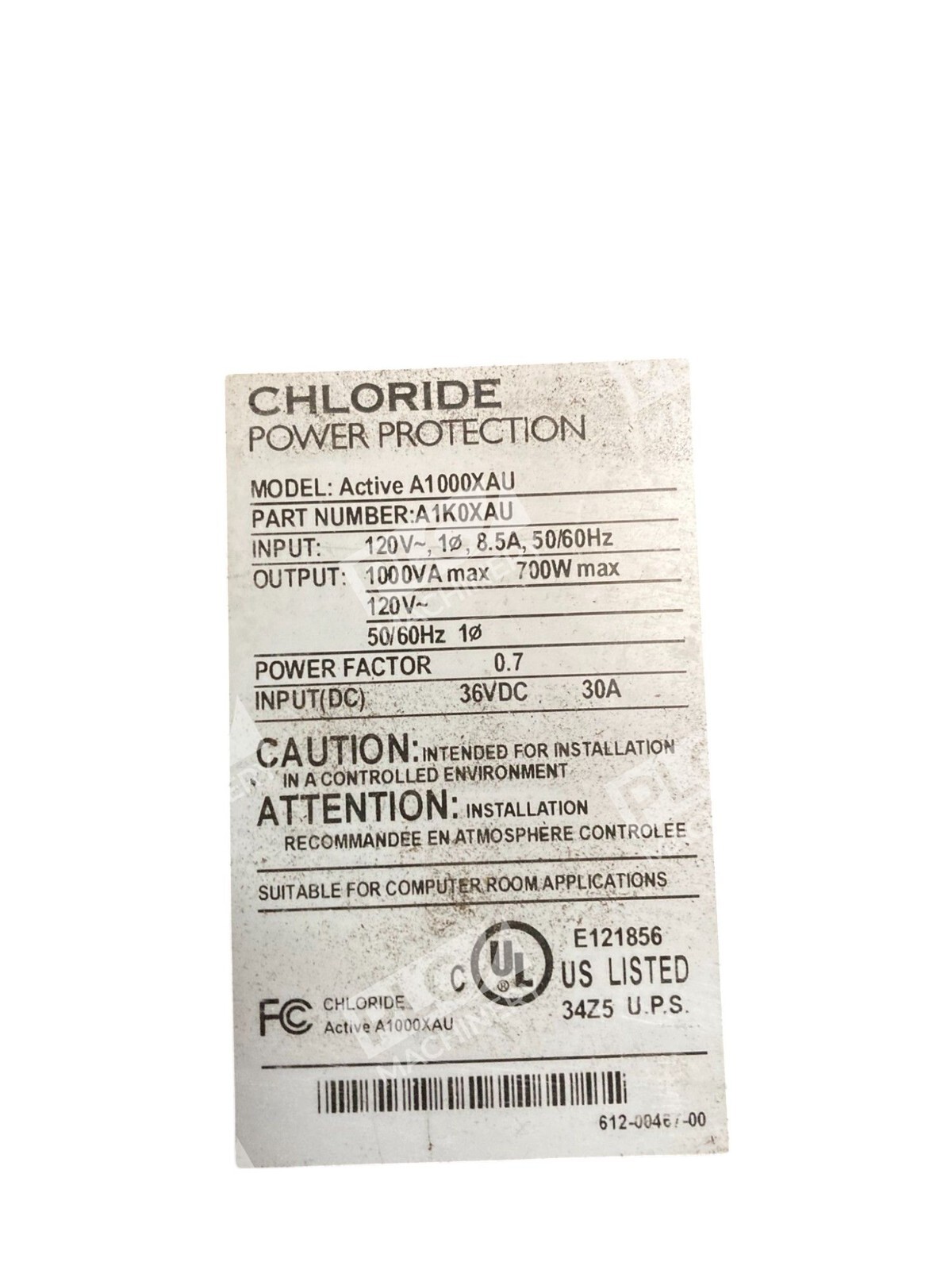 Chloride Power Protection Active A1000XAU 34Z5 12V 8Ah 36VDC 30A UPS A1K0XAU - Image 3